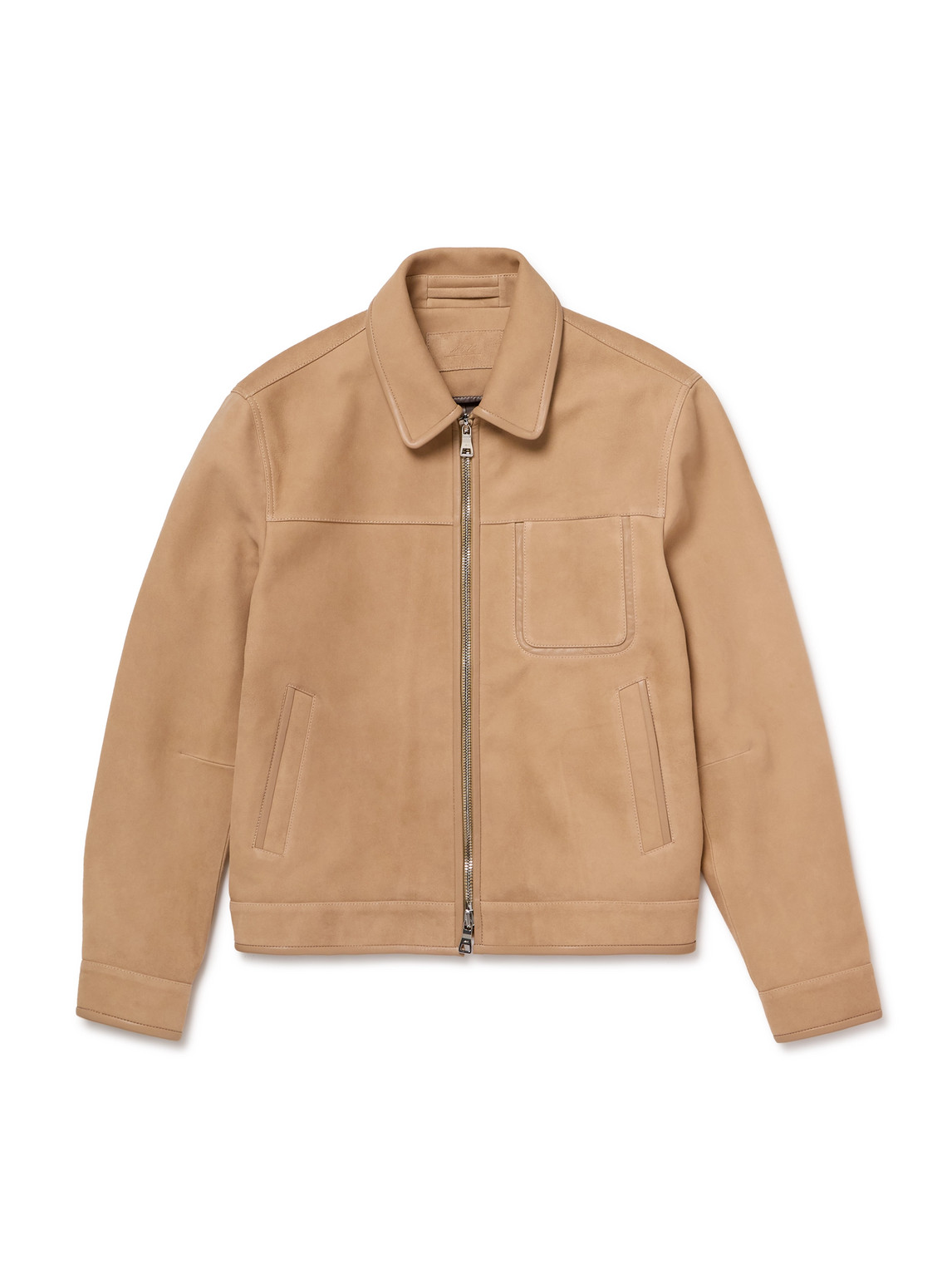 Panelled Leather-Trimmed Suede Jacket
