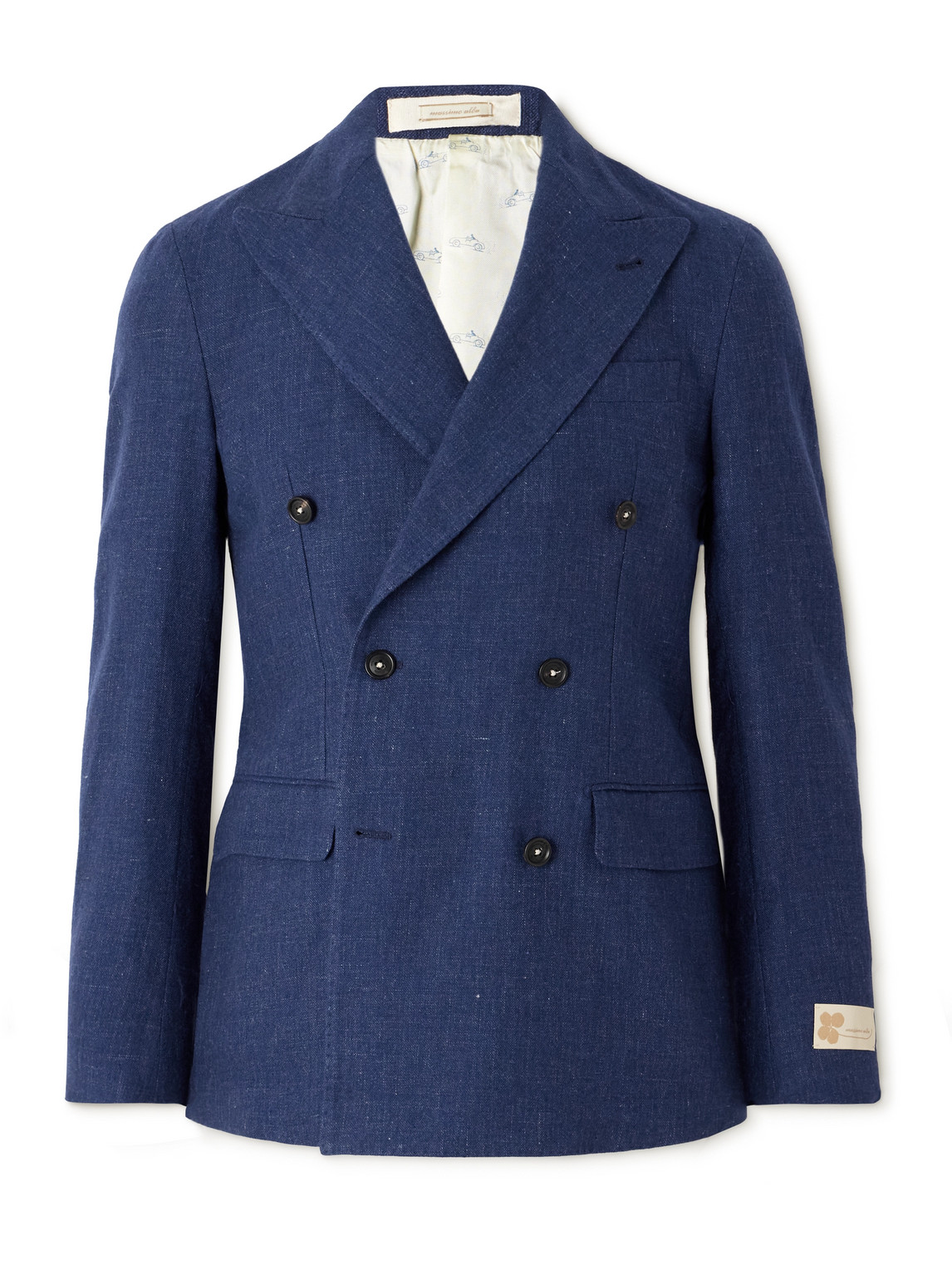 Double-Breasted Linen, Virgin Wool, Silk and Cashmere-Blend Blazer