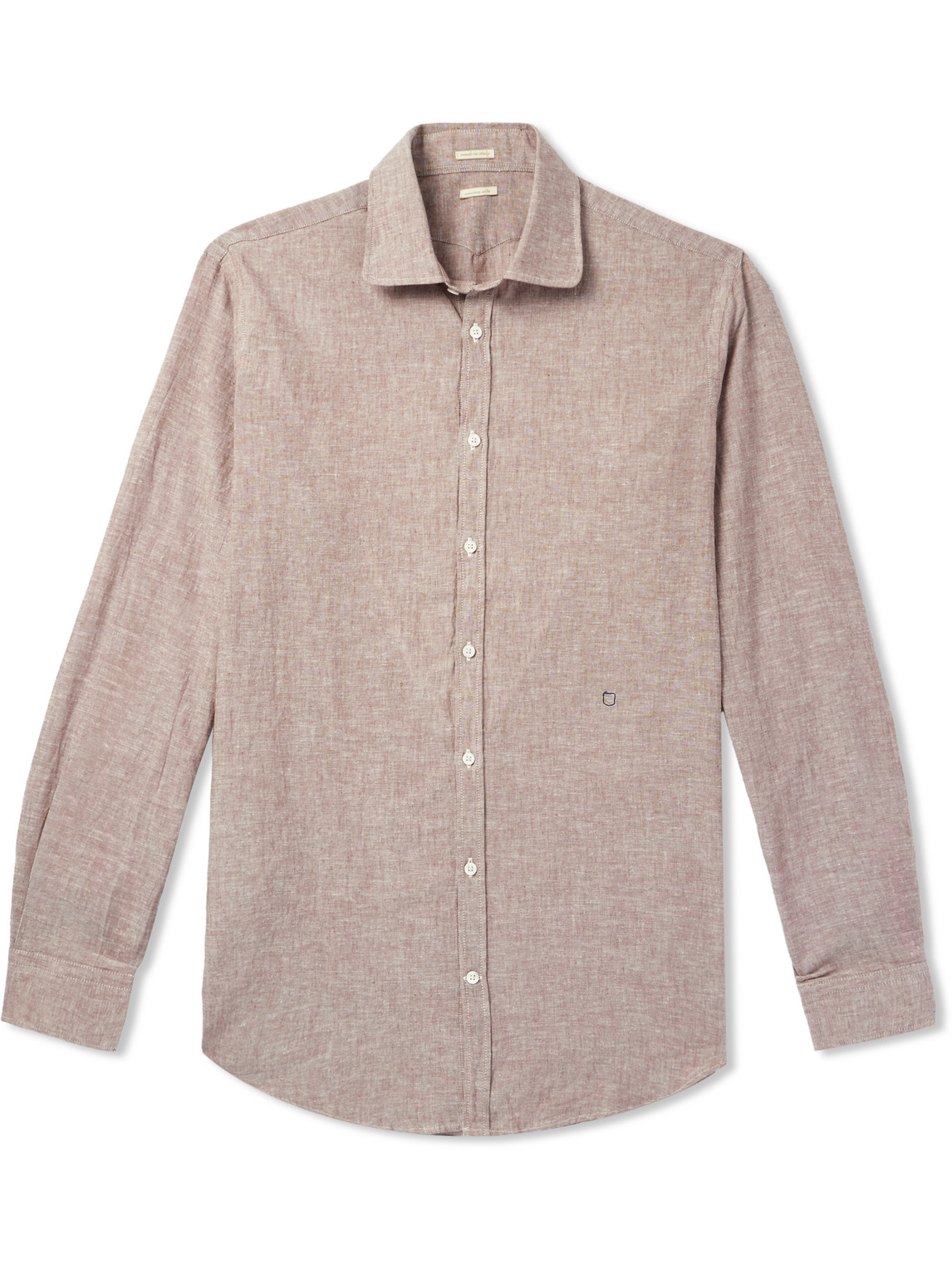 Cutaway-Collar Linen and Cotton-Blend Shirt