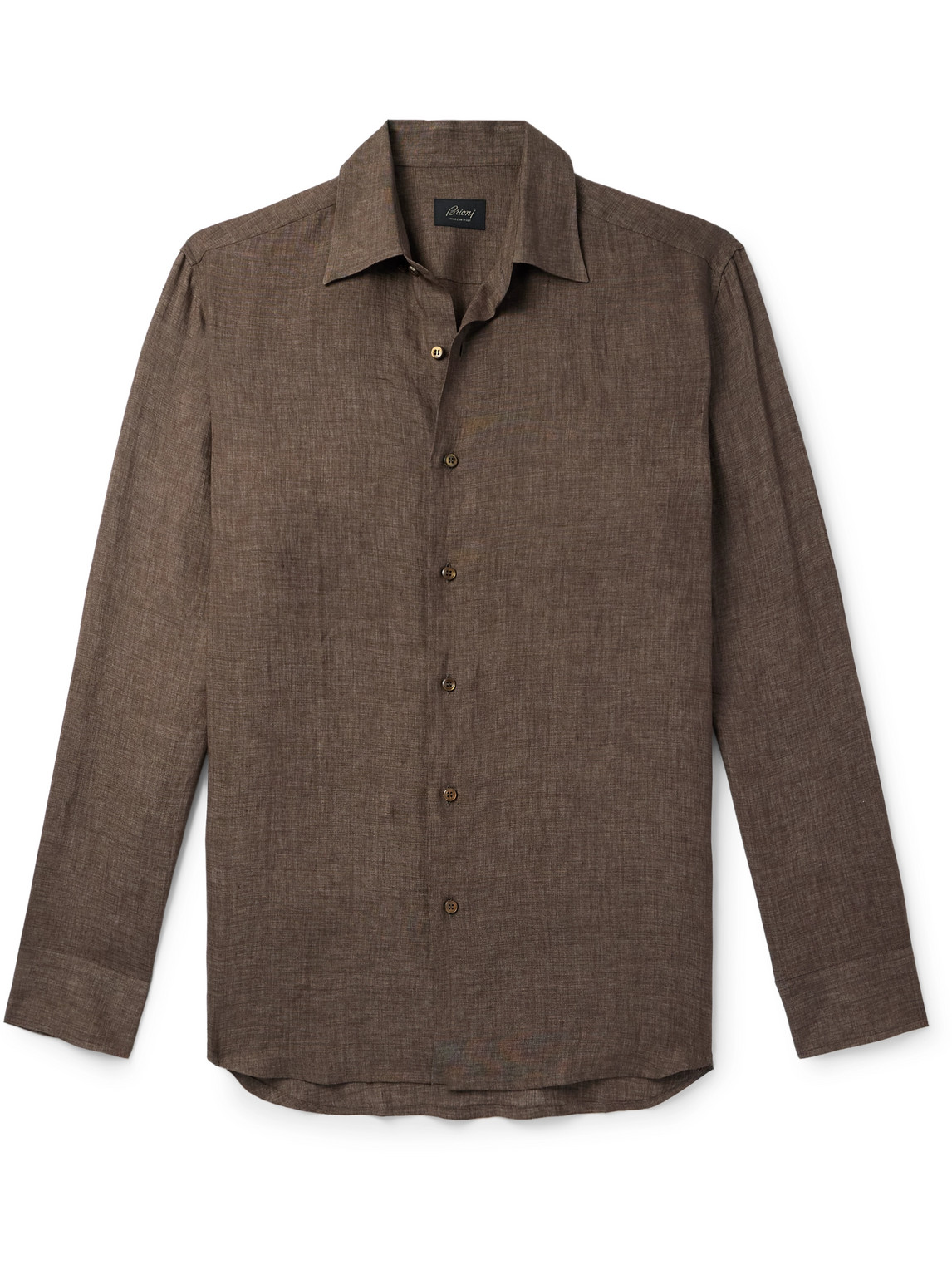 Brioni Button-Down Collar Linen Shirten