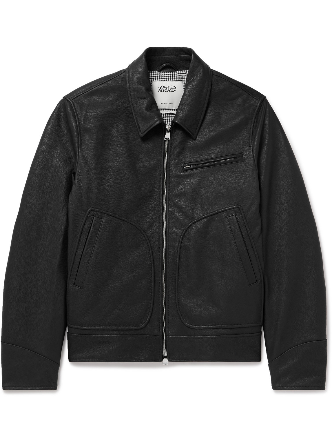 Valstar Padded Full-grain Leather Biker Jacket In Black