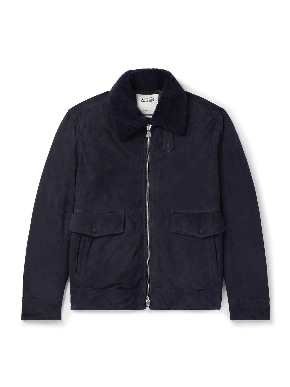Valstar Thomas Shearling-trimmed Suede Down Jacket In Blue