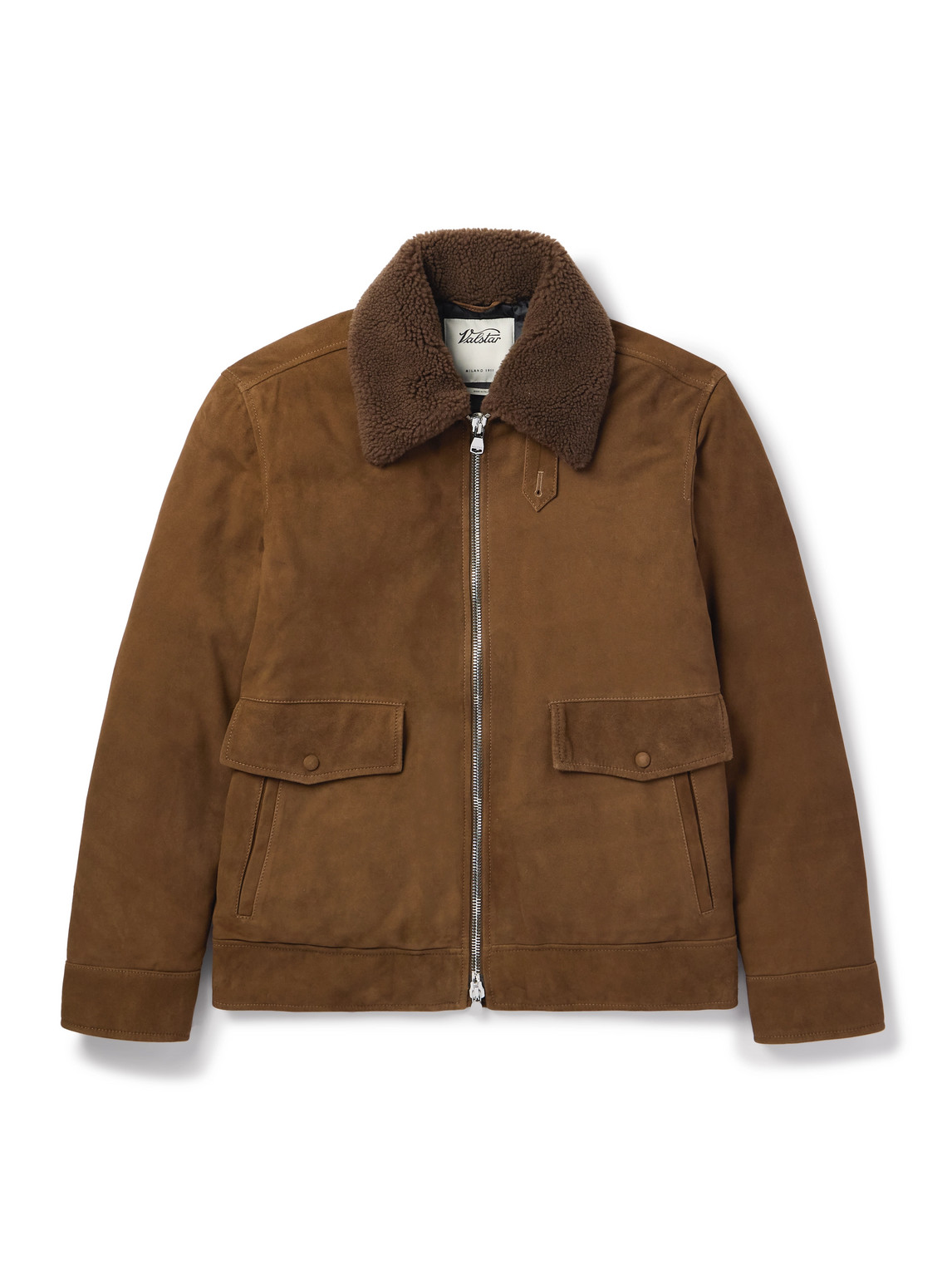 Shearling-Trimmed Suede Down Jacket