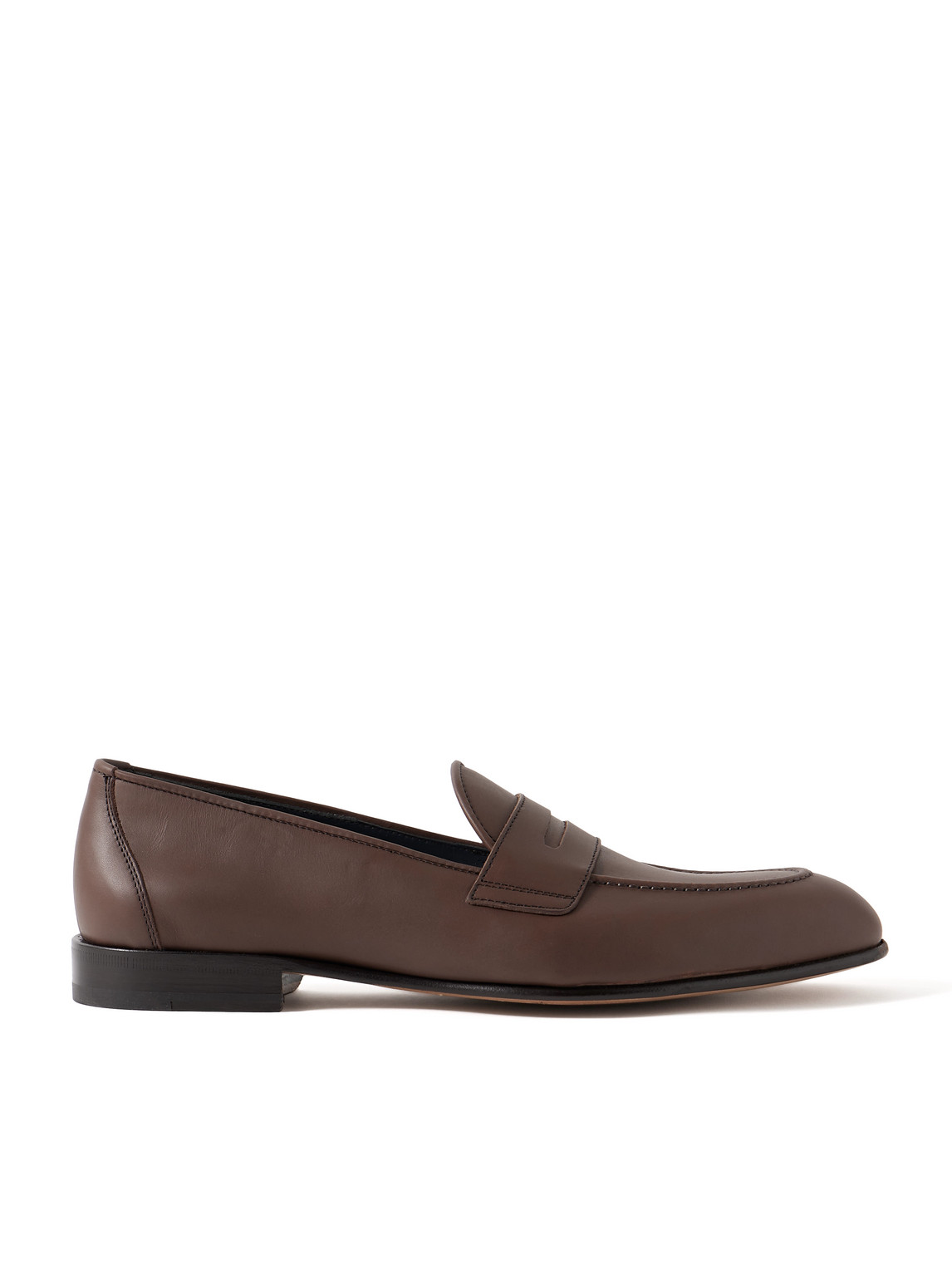 Brioni Leather Penny Loafers In Brown