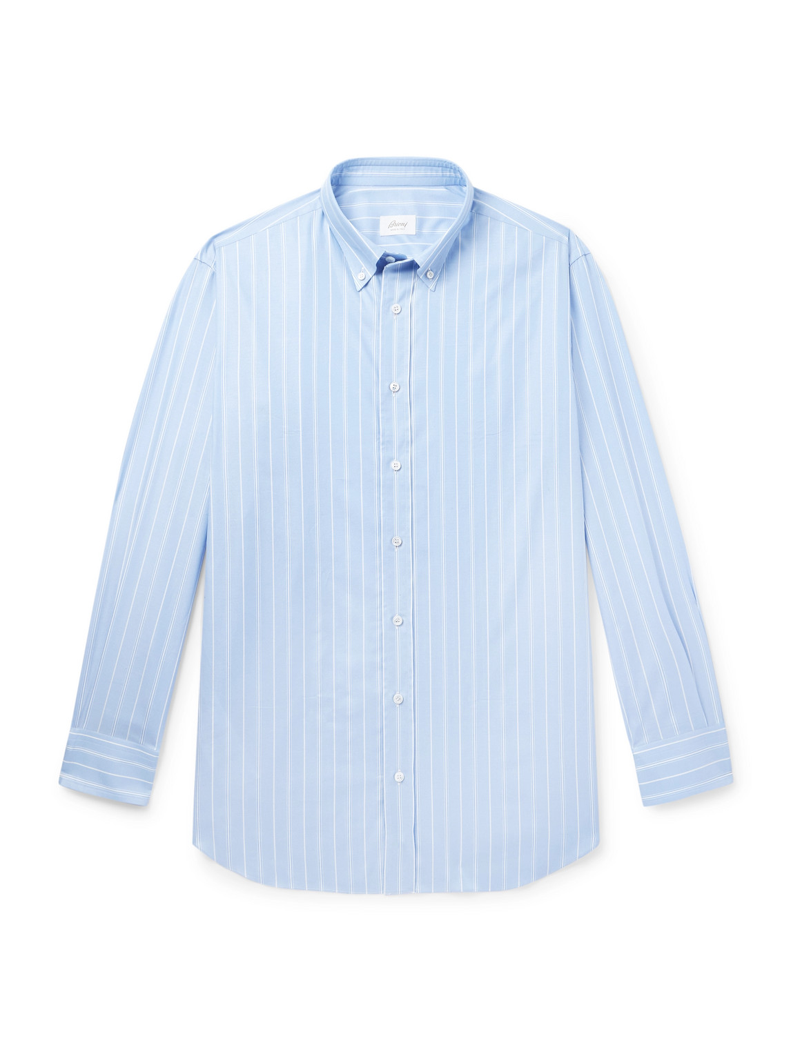 Brioni Slim-Fit Button-Down Collar Striped Cotton Shirt - Men