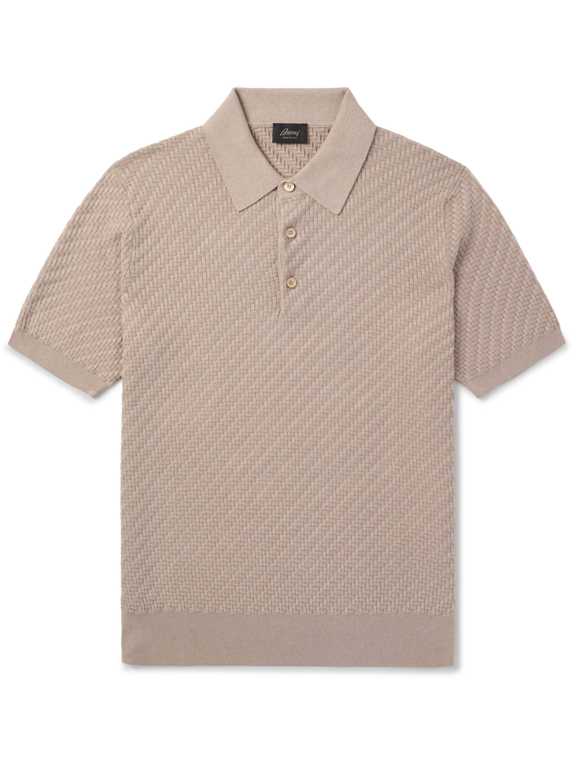 Brioni Textured-Knit Cotton, Silk and Cashmere-Blend Polo Shirt - Men
