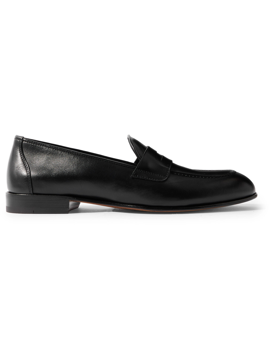Brioni Leather Penny Loafers In Black