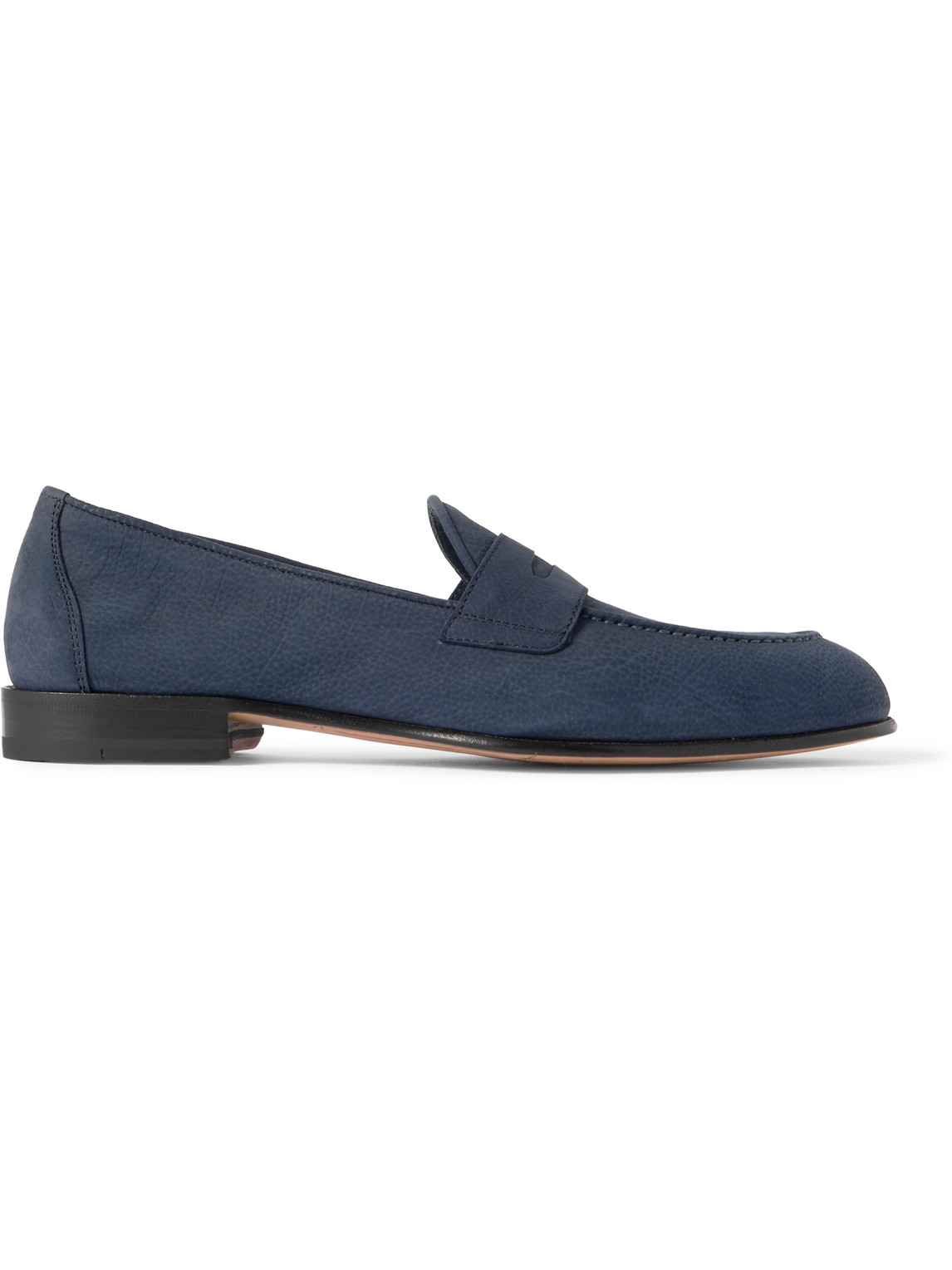Brioni Full-grain Leather Penny Loafers In Blue