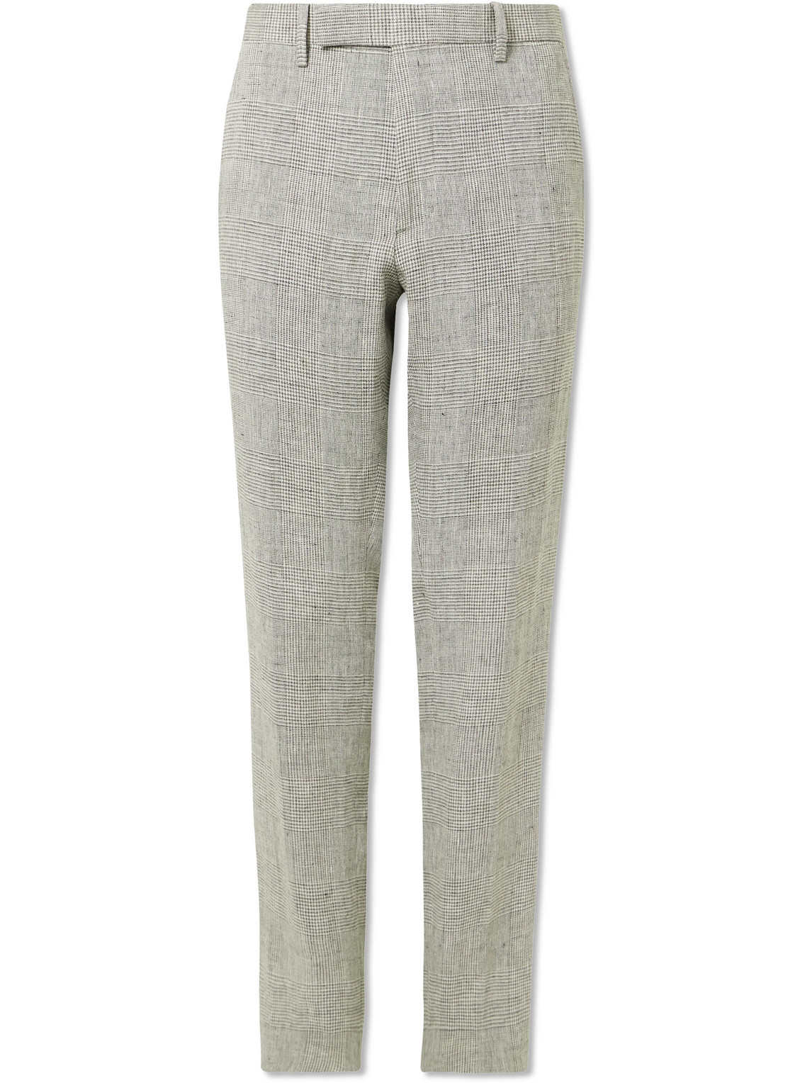 Phillip Straight-Leg Prince of Wales Checked Linen Suit Trousers