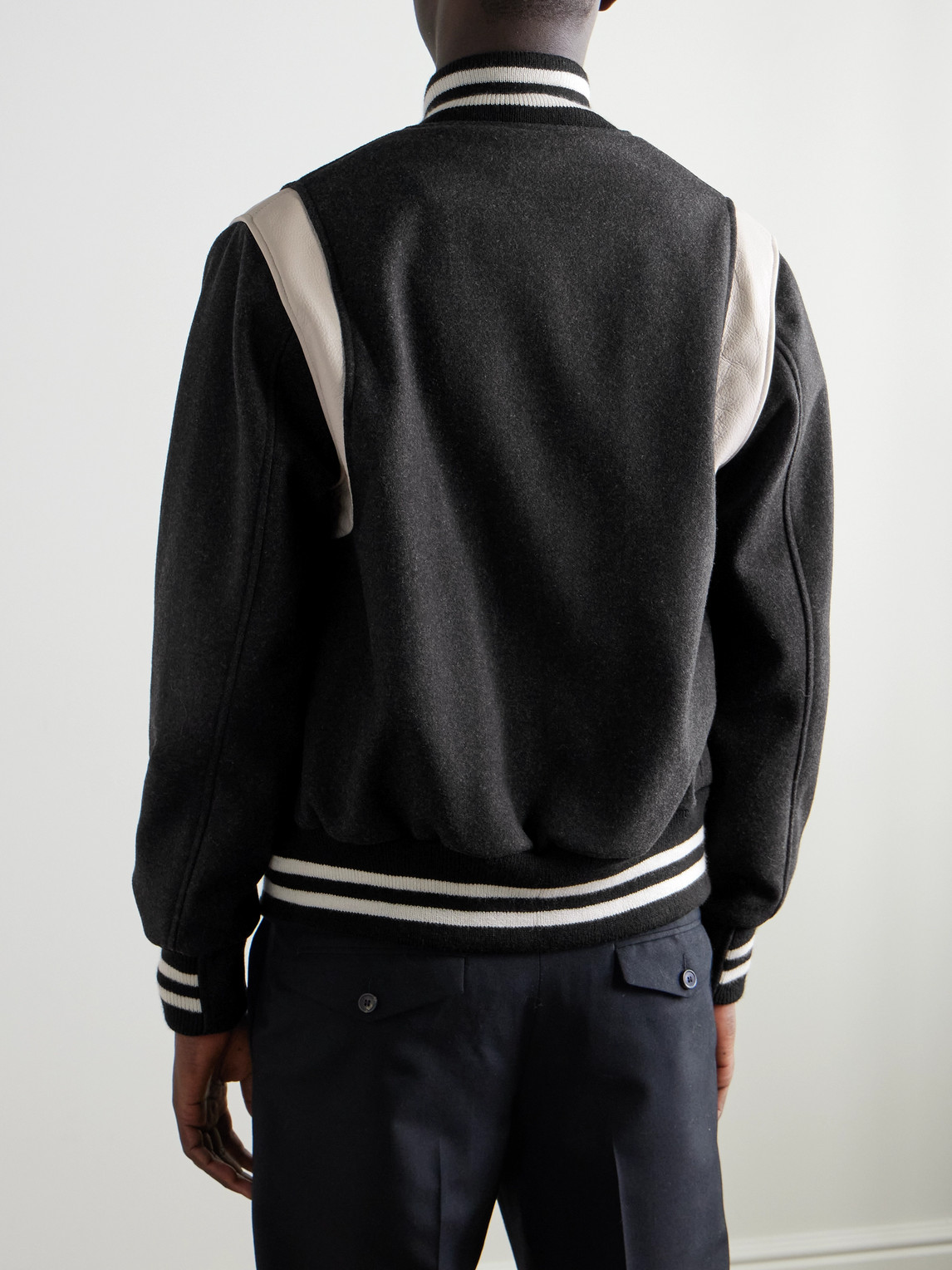 GOLDEN BEAR THE HAYES LEATHER-PANELLED WOOL-BLEND VARSITY JACKET
