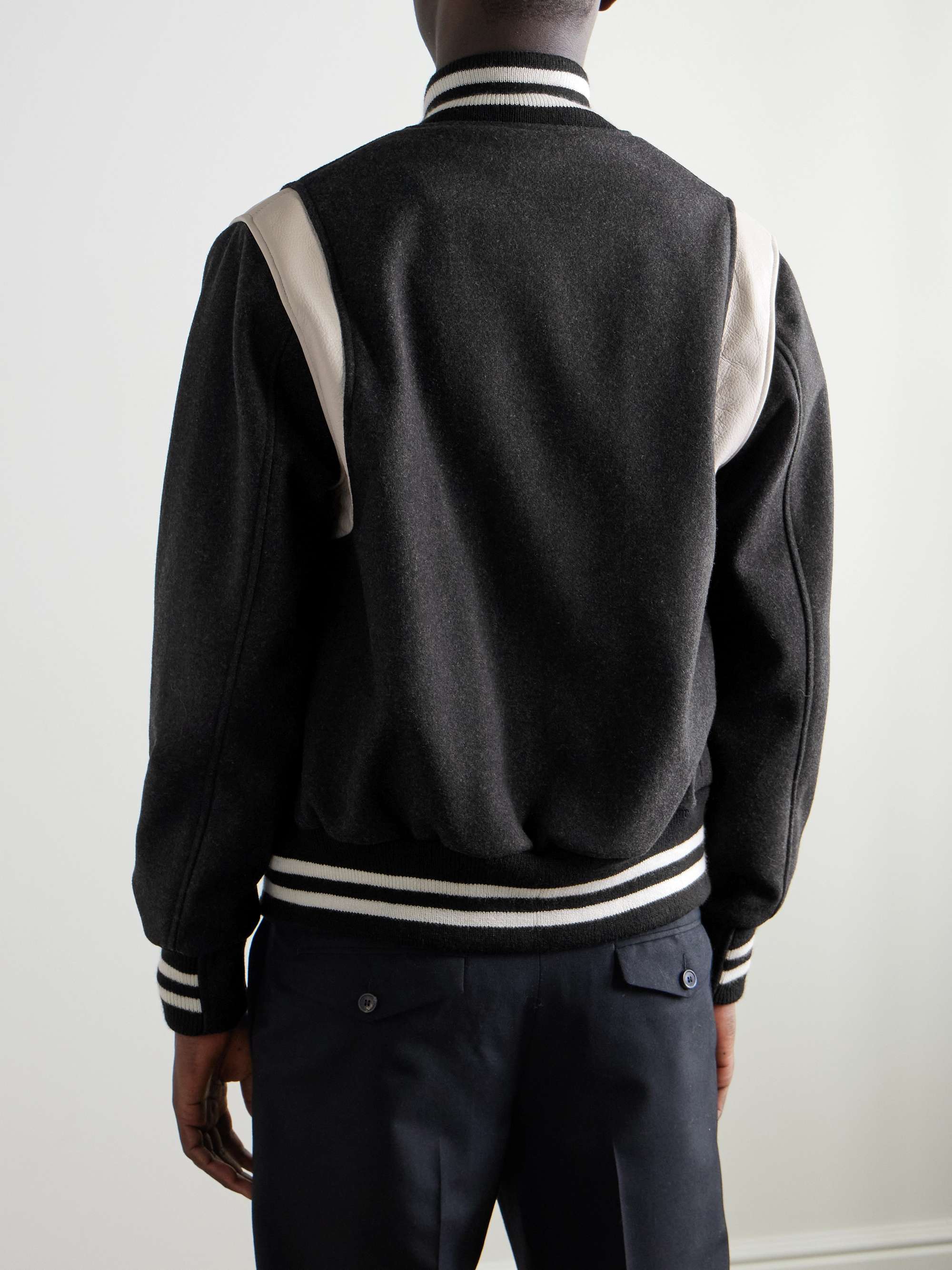 GOLDEN BEAR The Hayes Leather-Trimmed Wool-Blend Varsity Jacket
