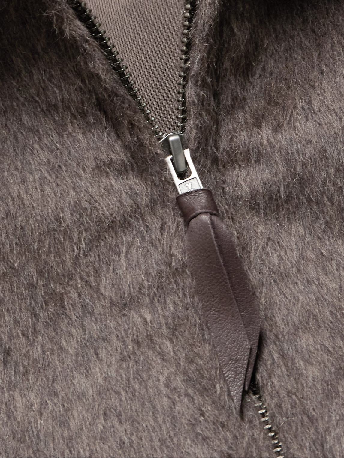 GOLDEN BEAR THE STOCKTON LEATHER-TRIMMED BRUSHED WOOL JACKET