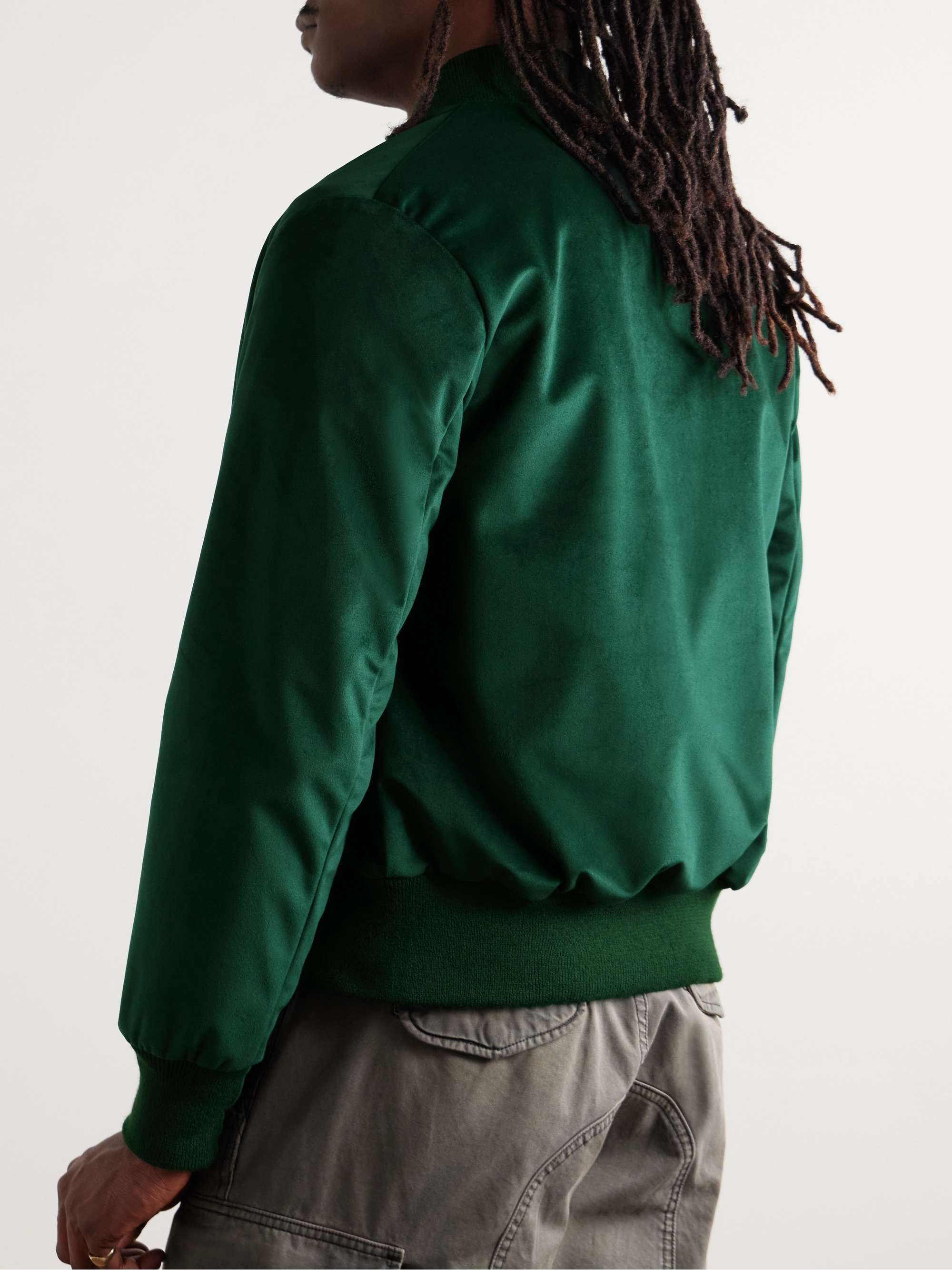 GOLDEN BEAR Sukajan Leather-Trimmed Satin Bomber Jacket