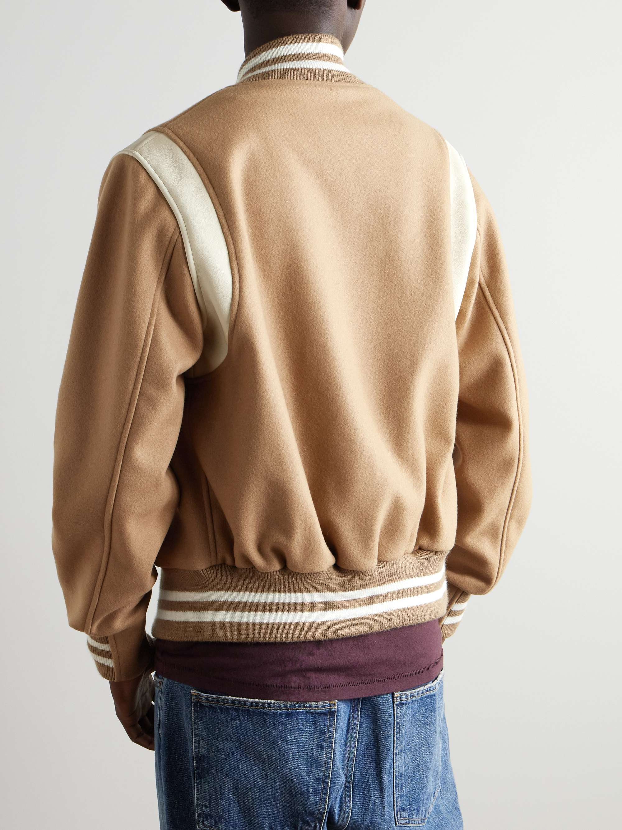 GOLDEN BEAR The Hayes Leather-Trimmed Wool-Blend Varsity Jacket