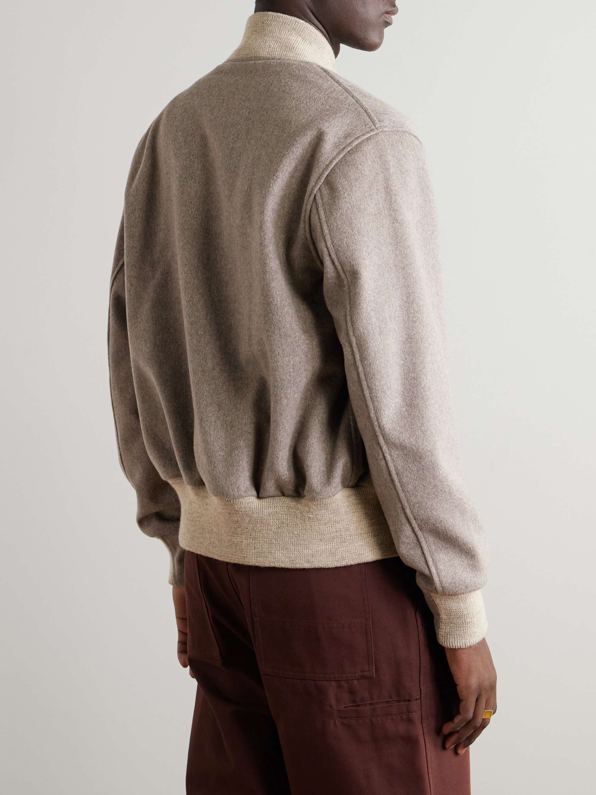 GOLDEN BEAR The Jackson Leather-Trimmed Wool Bomber Jacket