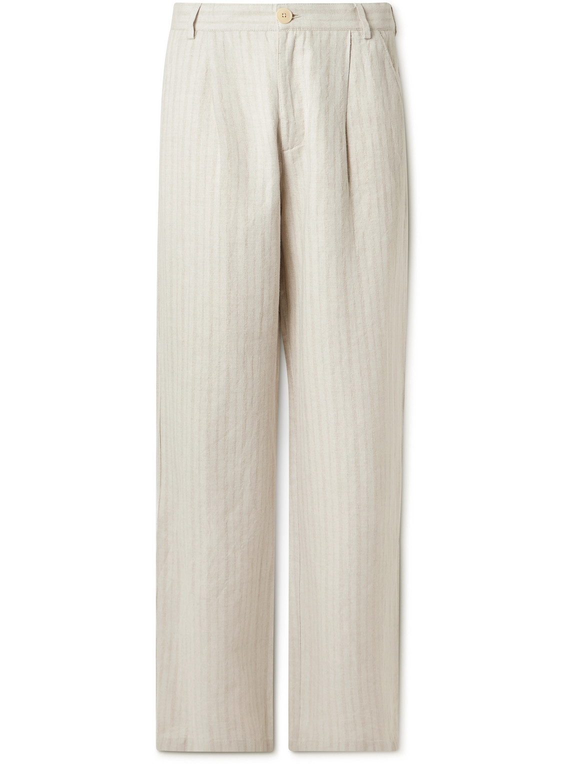 Oliver Spencer Orsman Wide-leg Pleated Linen And Cotton-blend Suit Trousers In Neutrals