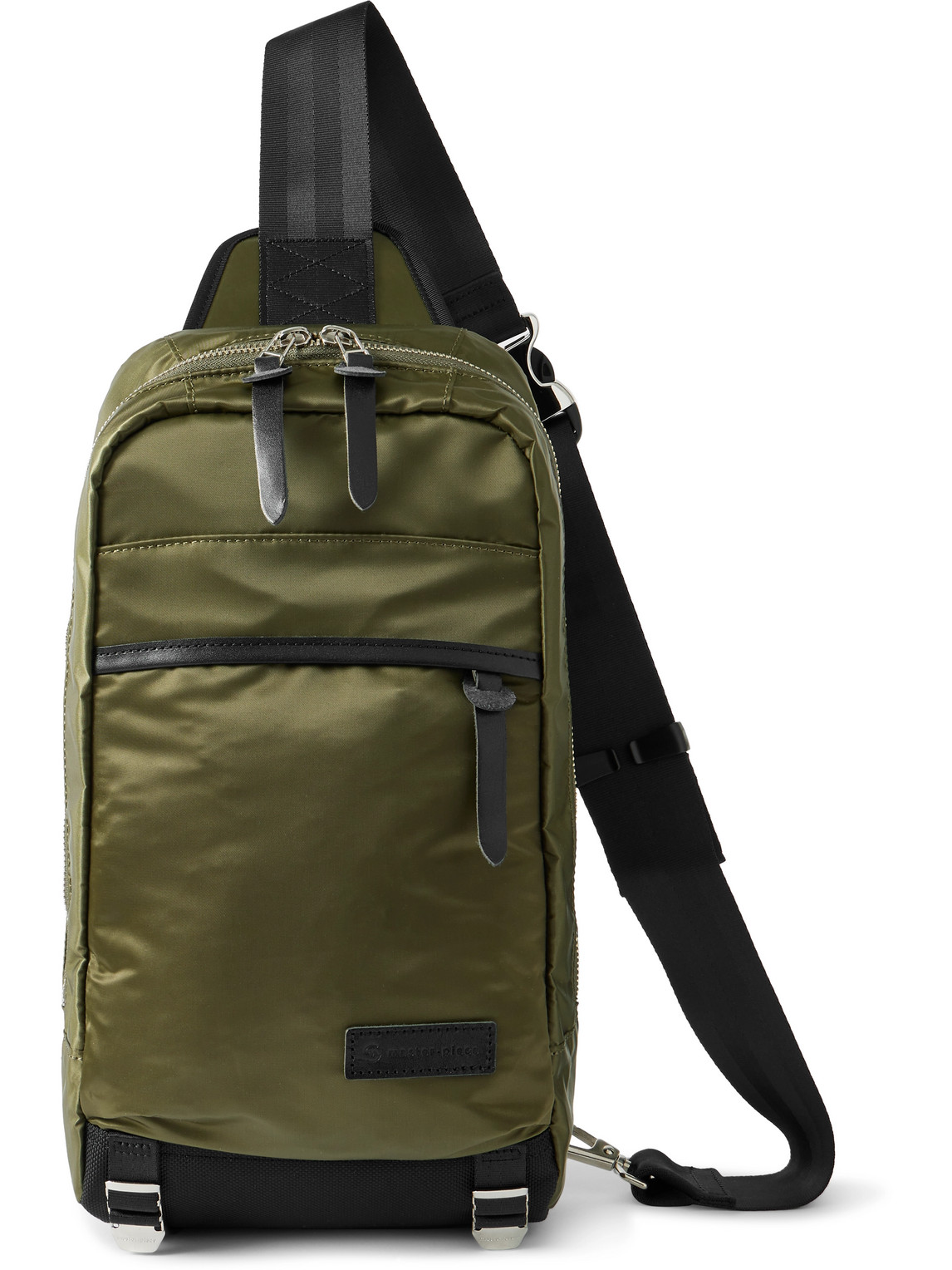 Lightning Leather-Trimmed Nylon Sling Backpack