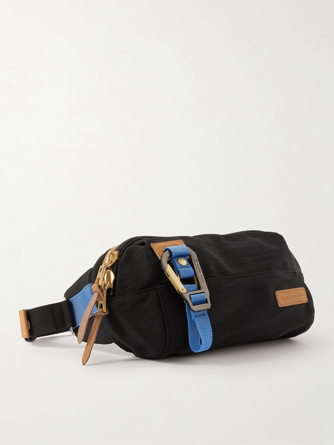 Master-piece Link Leather-trimmed Nylon-twill Belt Bag In Black