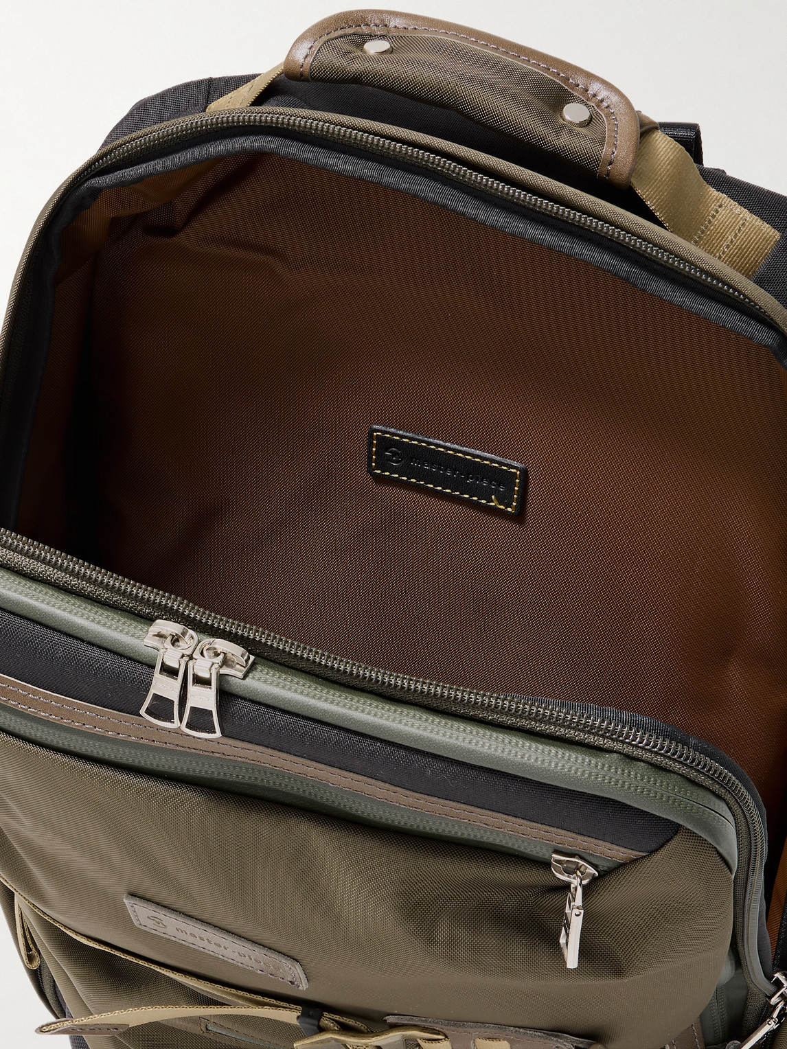 Master-piece Potential 2-way Leather And Webbing-trimmed Cordura® Mastertex Backpack In Green