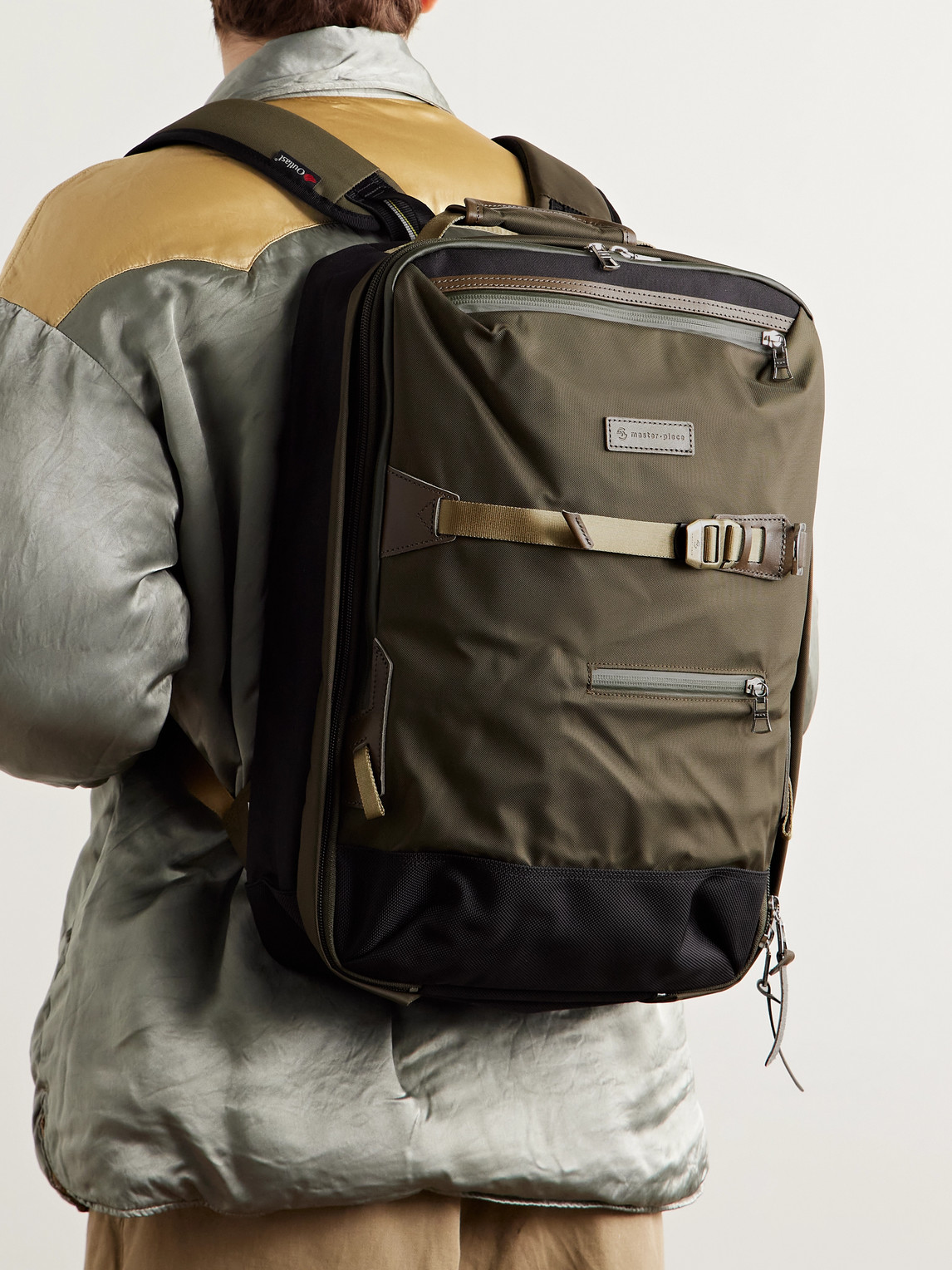 Master-piece Potential 2-way Leather And Webbing-trimmed Cordura® Mastertex Backpack In Green