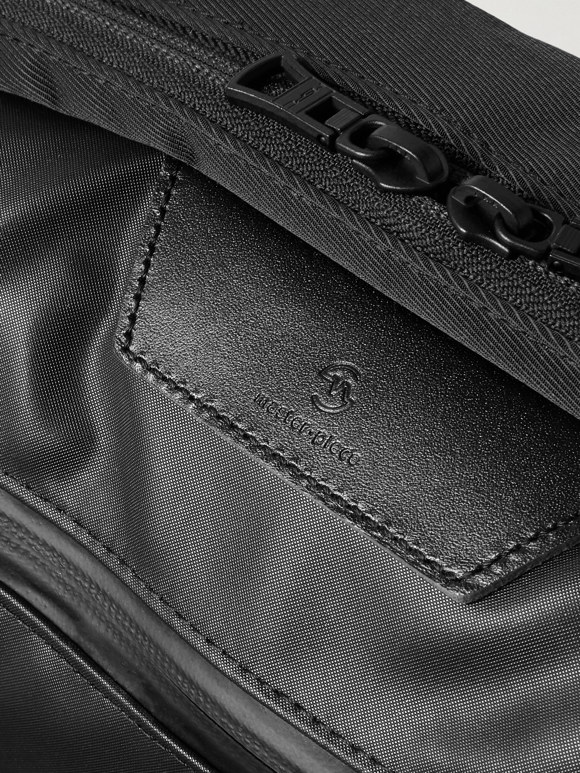 Master-piece Progress Leather-trimmed Coated Nylon-twill Messenger Bag In Black