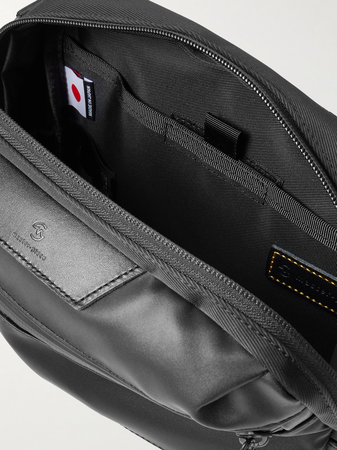 Master-piece Progress Leather-trimmed Coated Nylon-twill Messenger Bag In Black