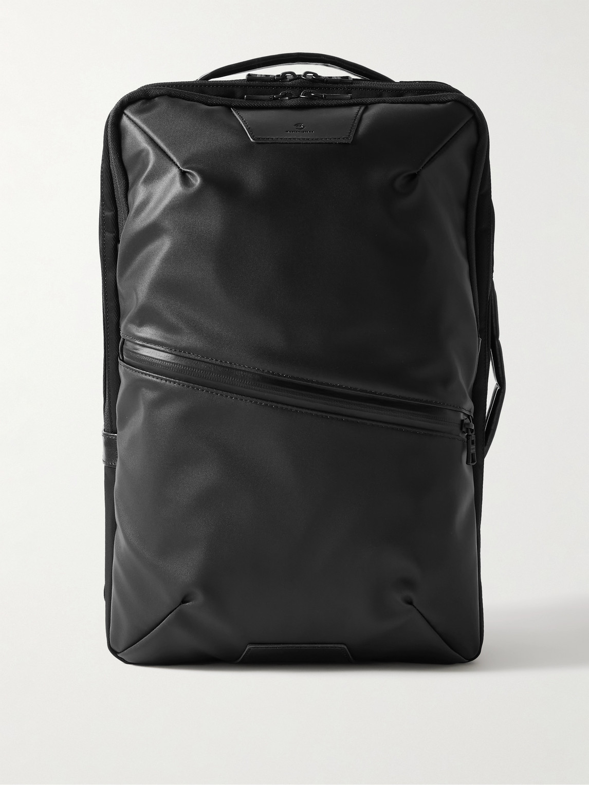 Master-piece Progress 2way Leather-trimmed Coated-shell Backpack In Black