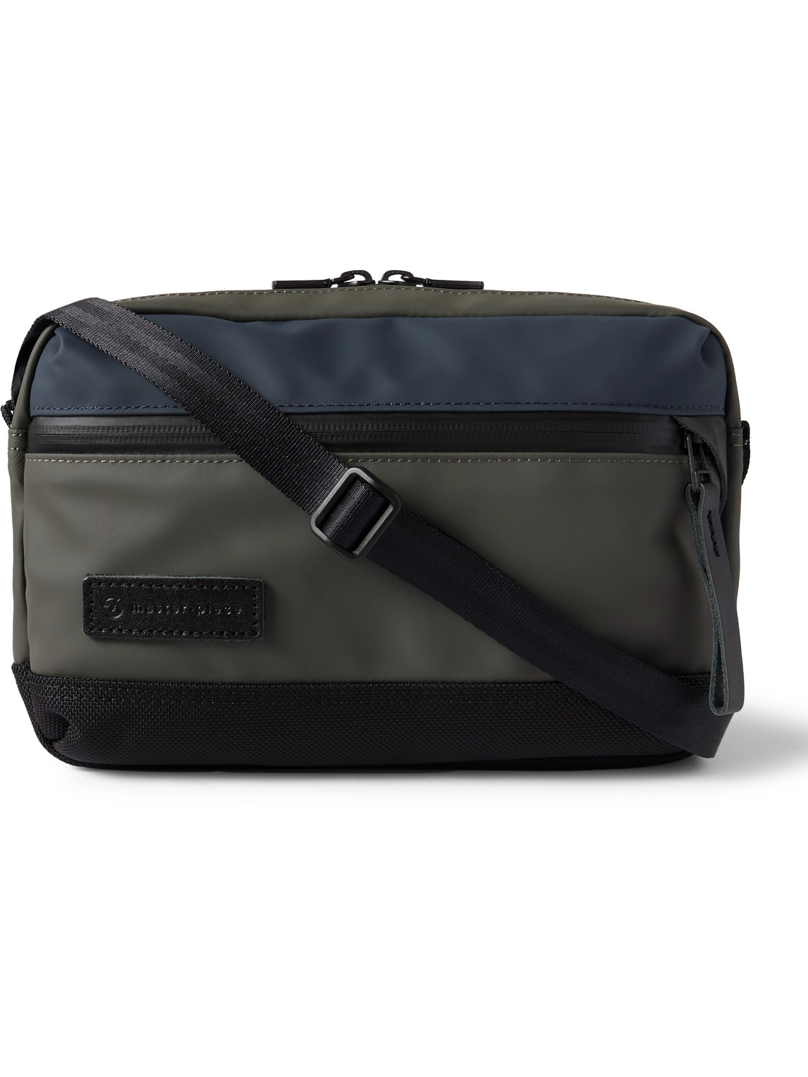 Slick Logo-Appliquéd Leather and CORDURA® Ballistic Nylon Messenger Bag