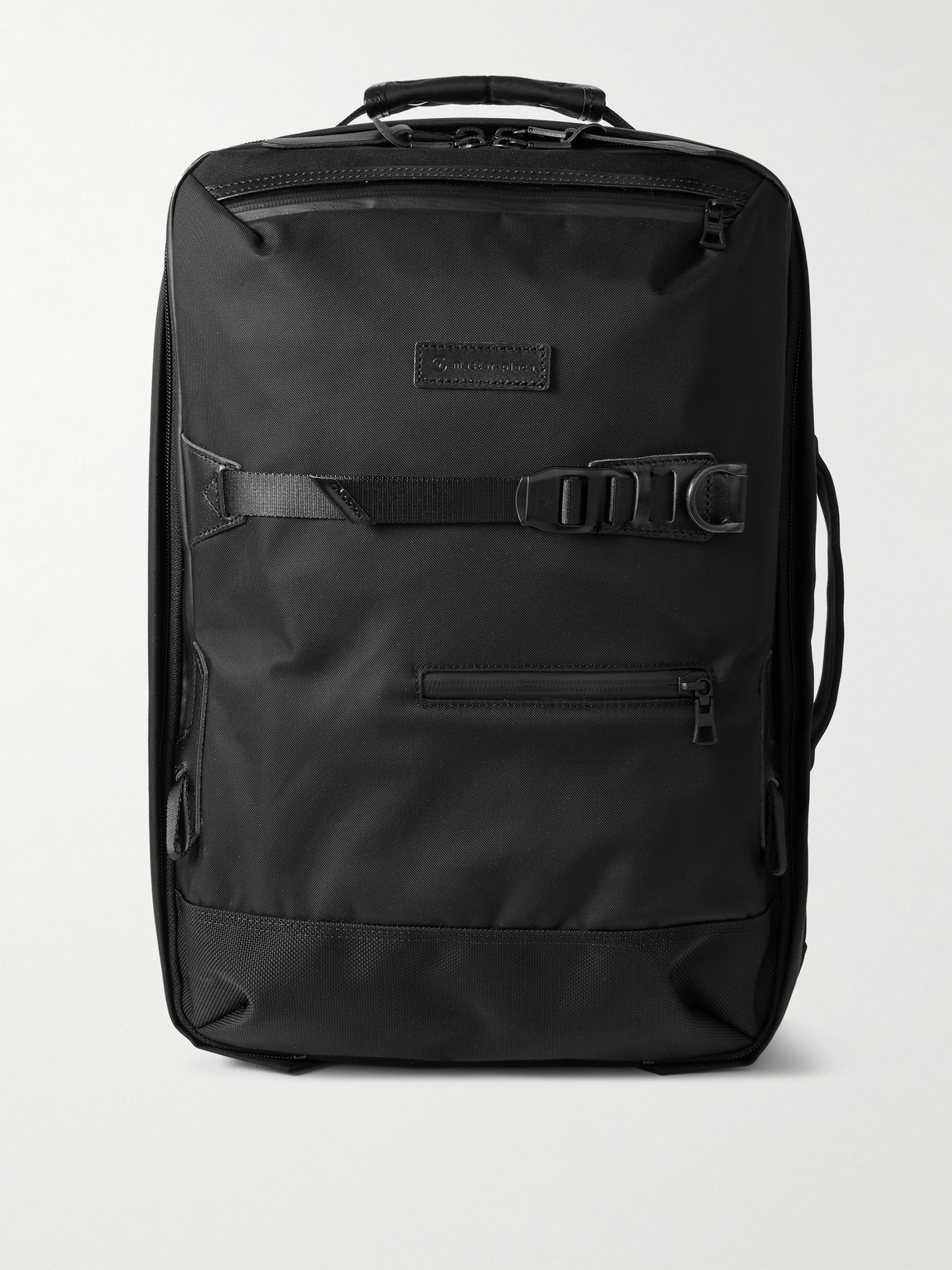 Master-piece Potential 2-way Leather And Webbing-trimmed Cordura® Mastertex Backpack In Black