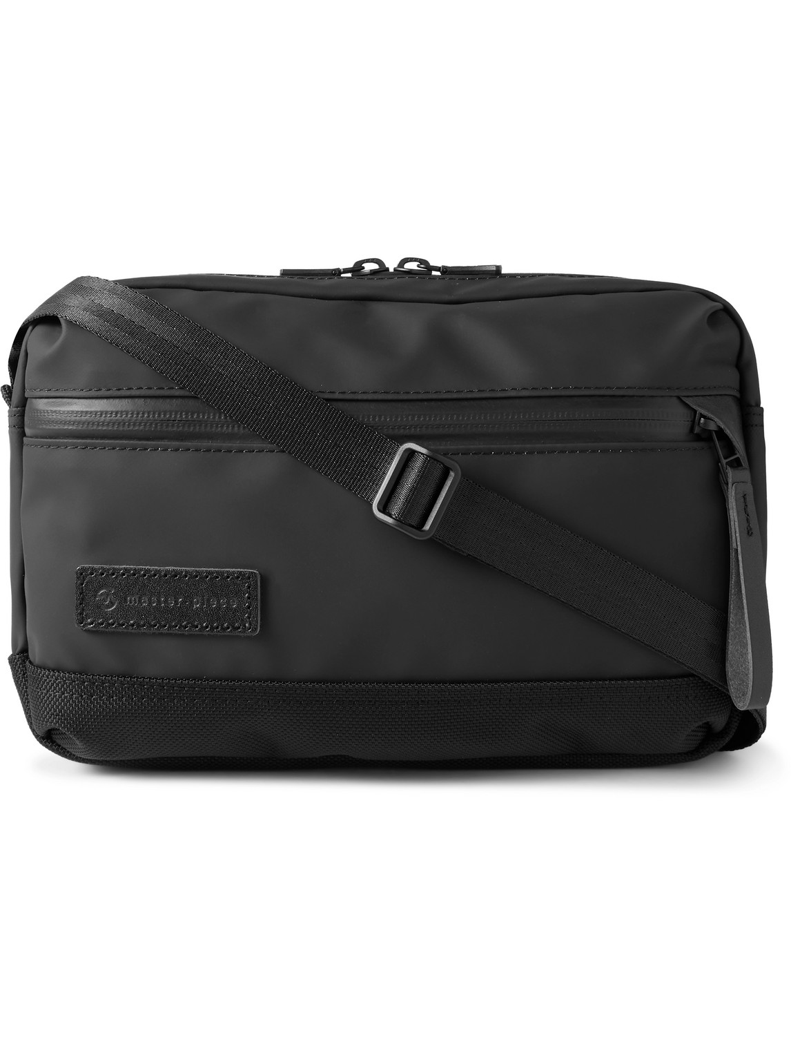 Slick Logo-Appliquéd Leather and CORDURA® Ballistic Nylon Messenger Bag