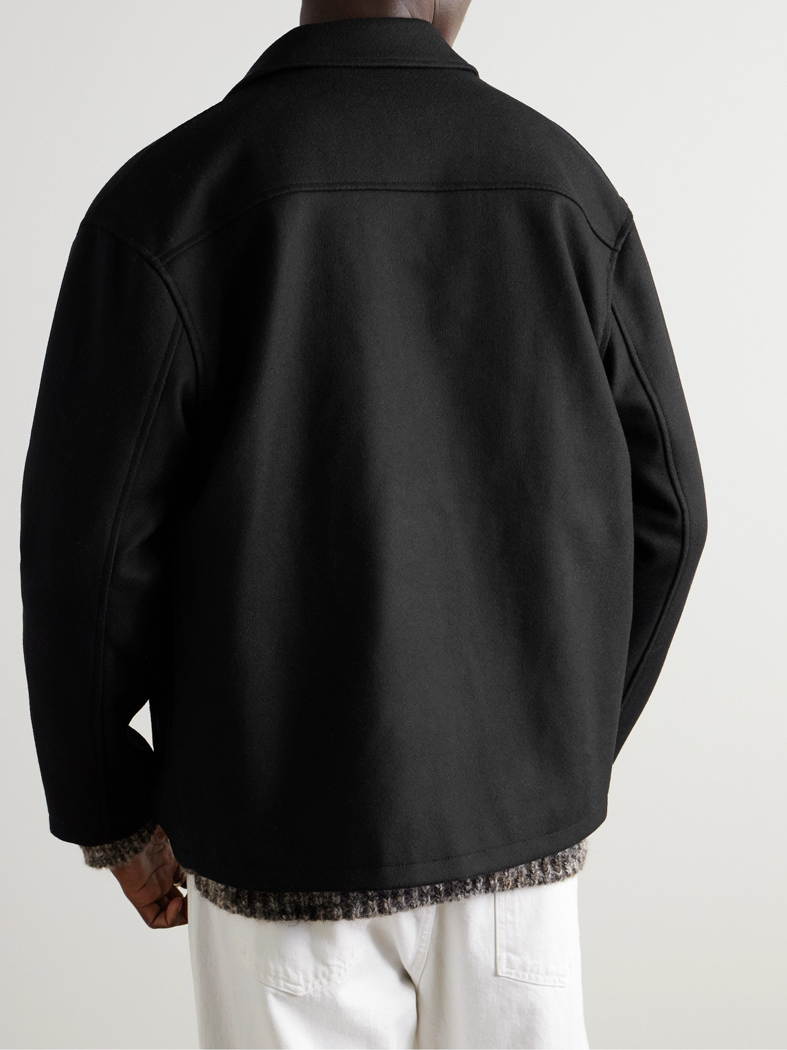 Frame Wool-felt Overshirt In Black