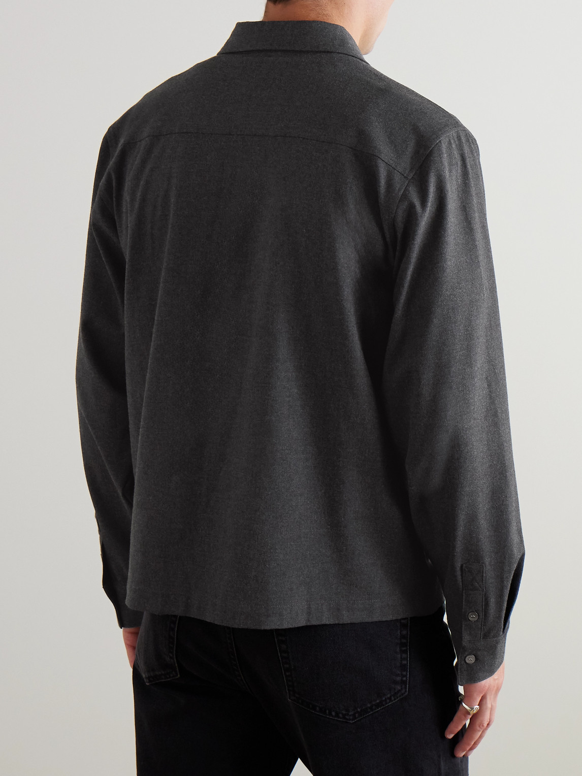 Frame Classic Stretch Flannel Button-up Shirt In Gray