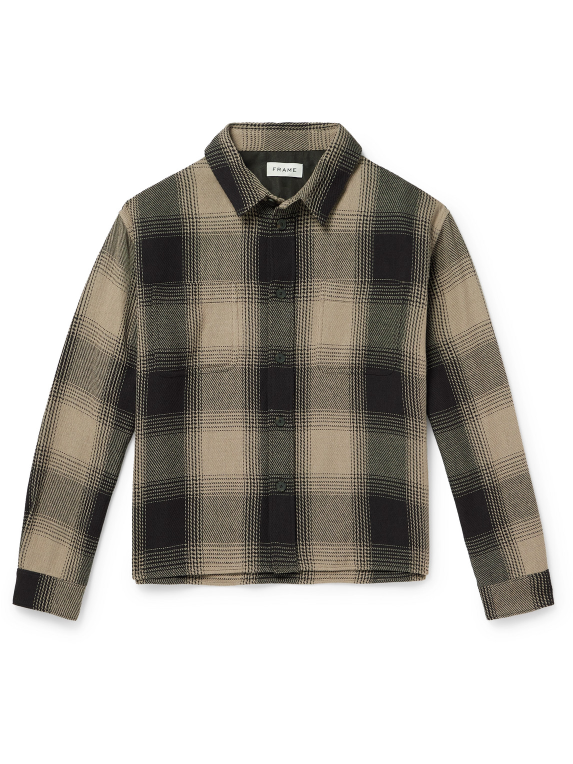 Frame Checked Cotton Shirt In Brown
