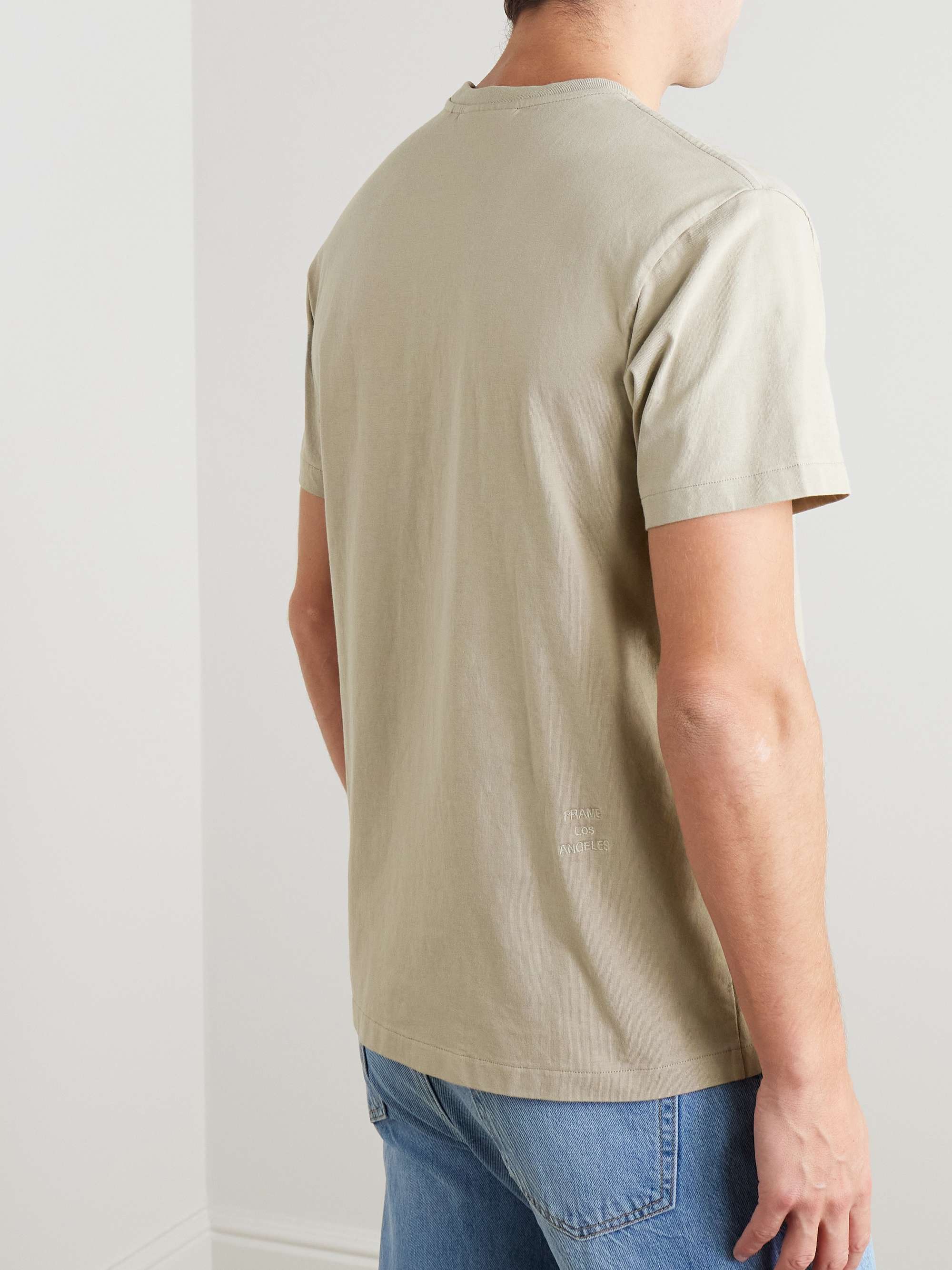 FRAME Logo-Embroidered Cotton-Jersey T-Shirt