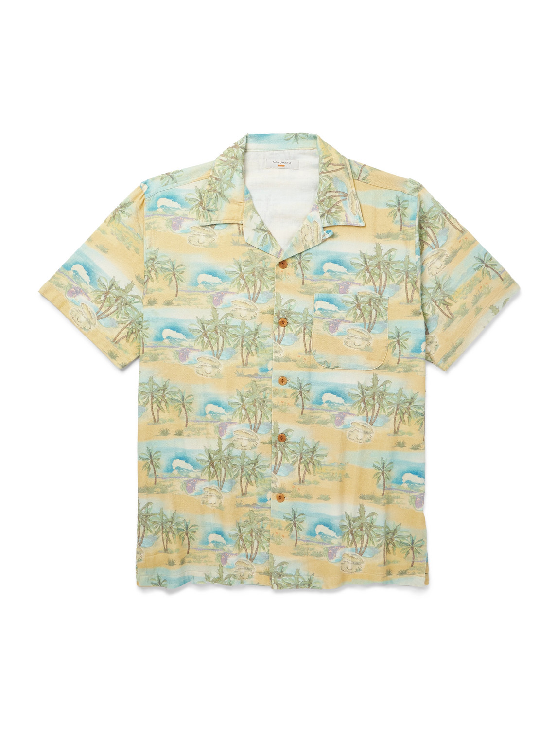 Nudie Jeans – Arvid Pearls Convertible-Collar Printed Organic Cotton-Crepe Shirt
