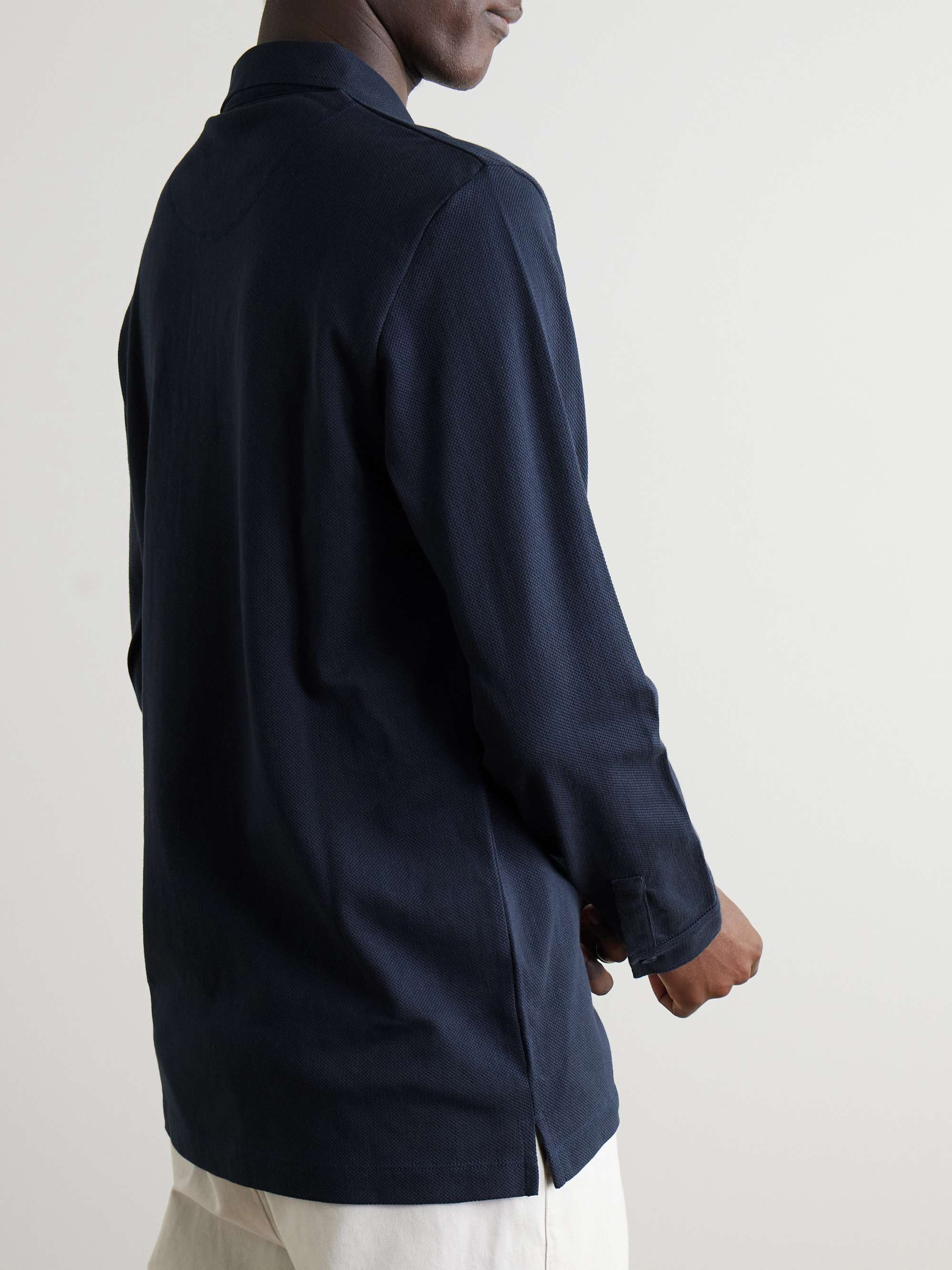 SUNSPEL Riviera Slim-Fit Cotton-Mesh Polo Shirt