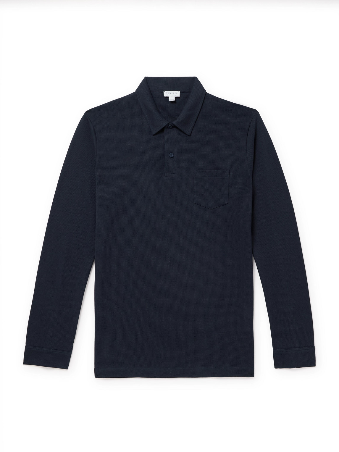 Sunspel Riviera Cotton-mesh Polo Shirt In Blue