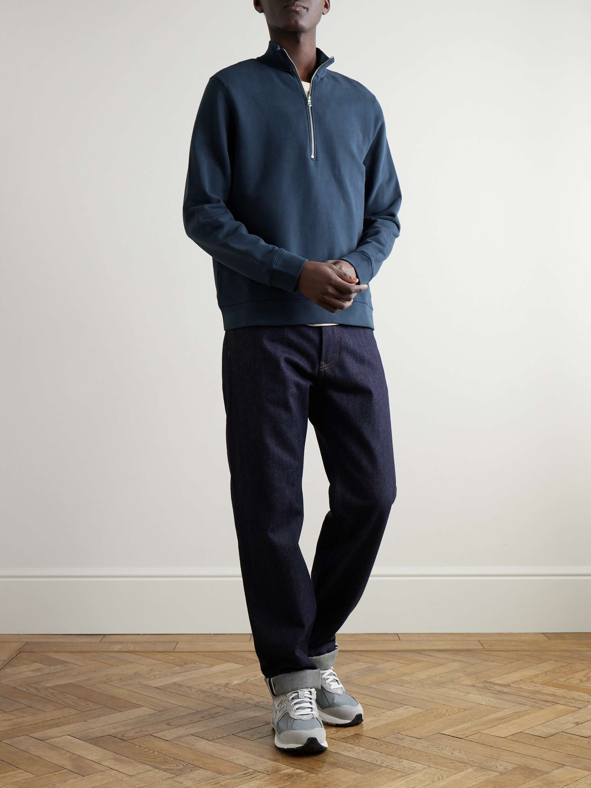 SUNSPEL Felpa in jersey di cotone con mezza zip