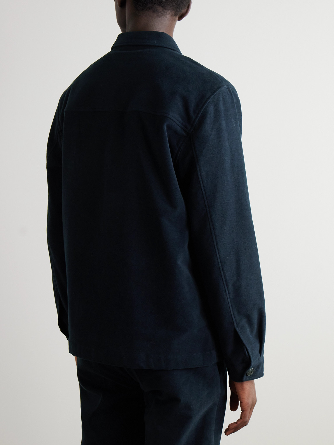 Sunspel Navy Spread Collar Cardigan In Blue