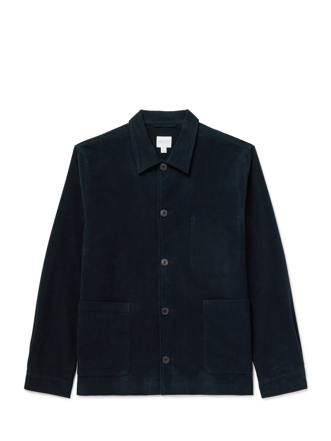 Sunspel Navy Spread Collar Cardigan In Blue