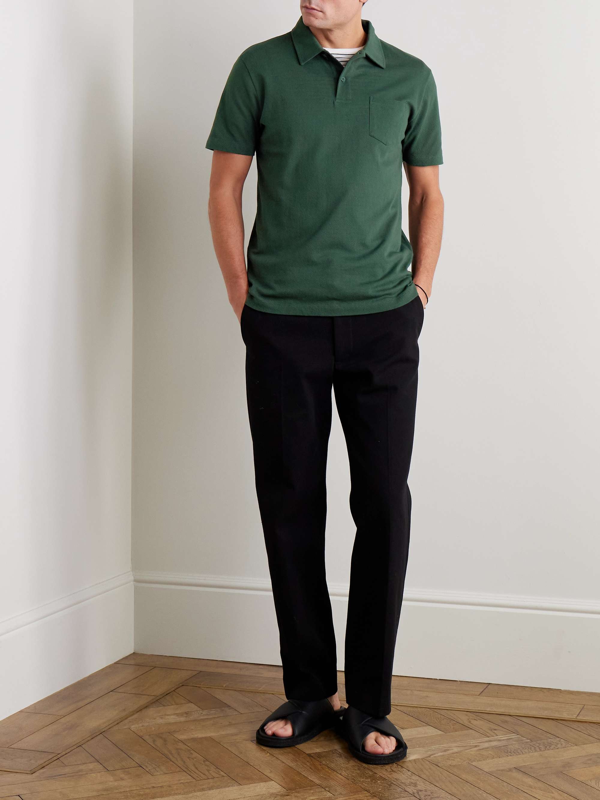 SUNSPEL Riviera Slim-Fit Cotton-Mesh Polo Shirt