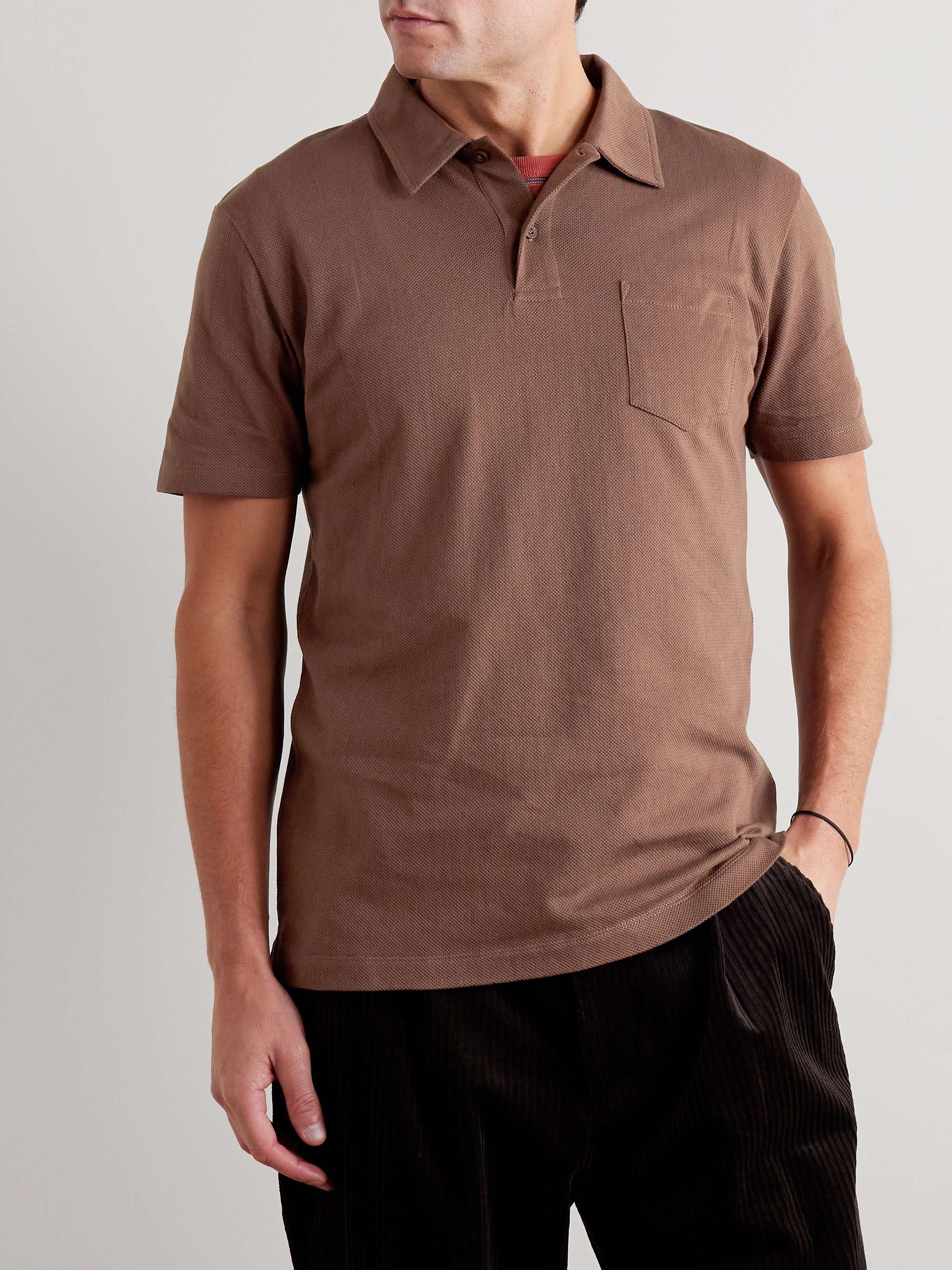 SUNSPEL Riviera Slim-Fit Cotton-Mesh Polo Shirt