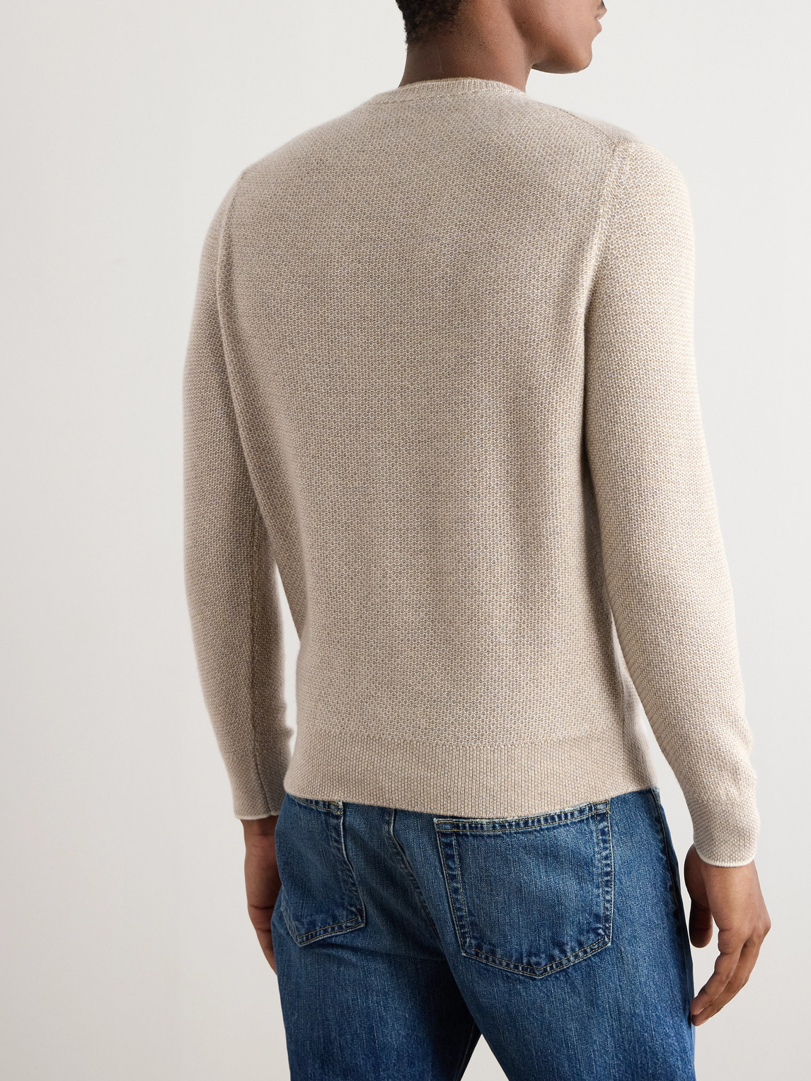 Loro Piana City Birdseye Baby Cashmere Sweater In Neutrals