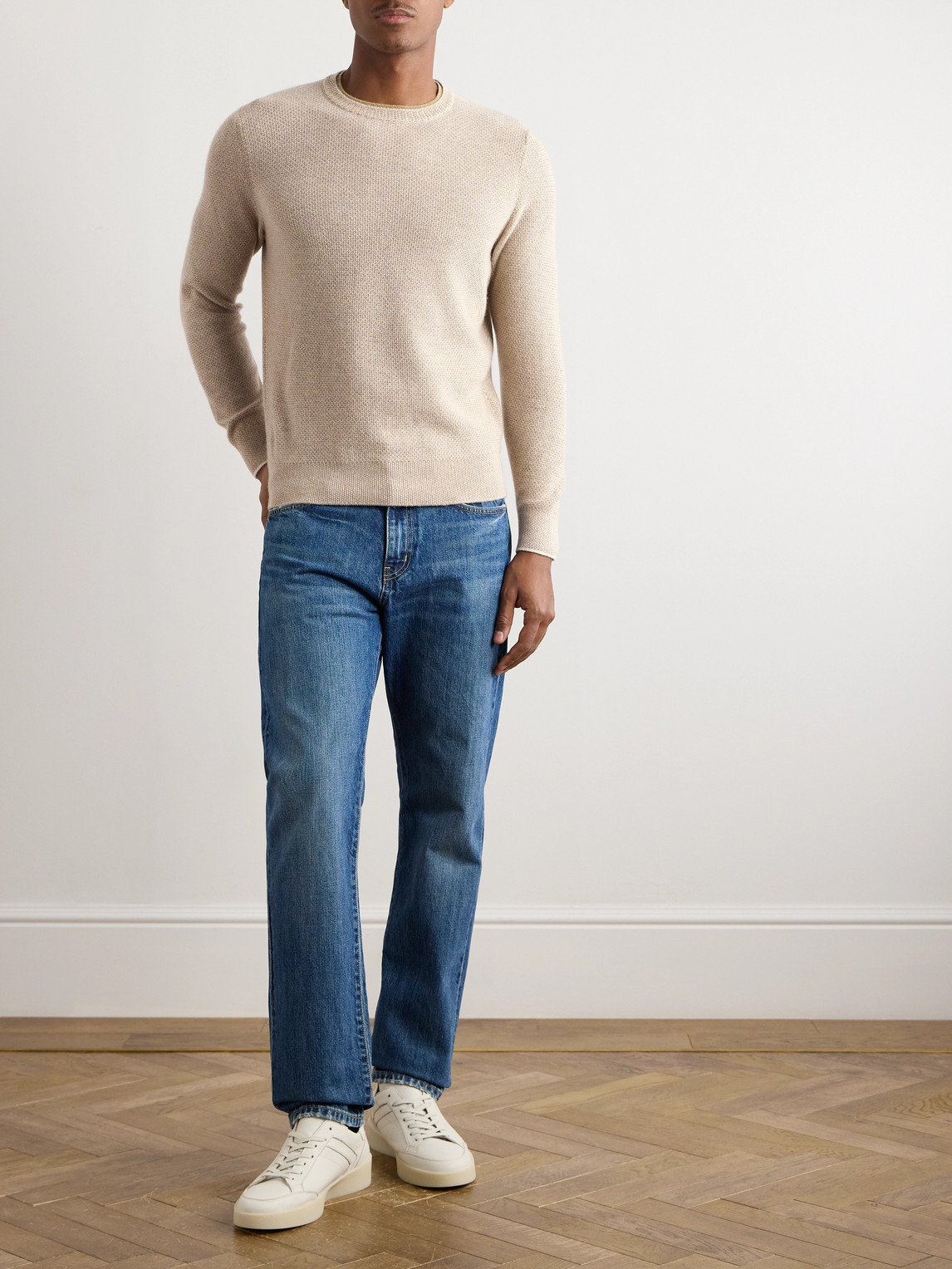 Loro Piana City Birdseye Baby Cashmere Sweater In Neutrals