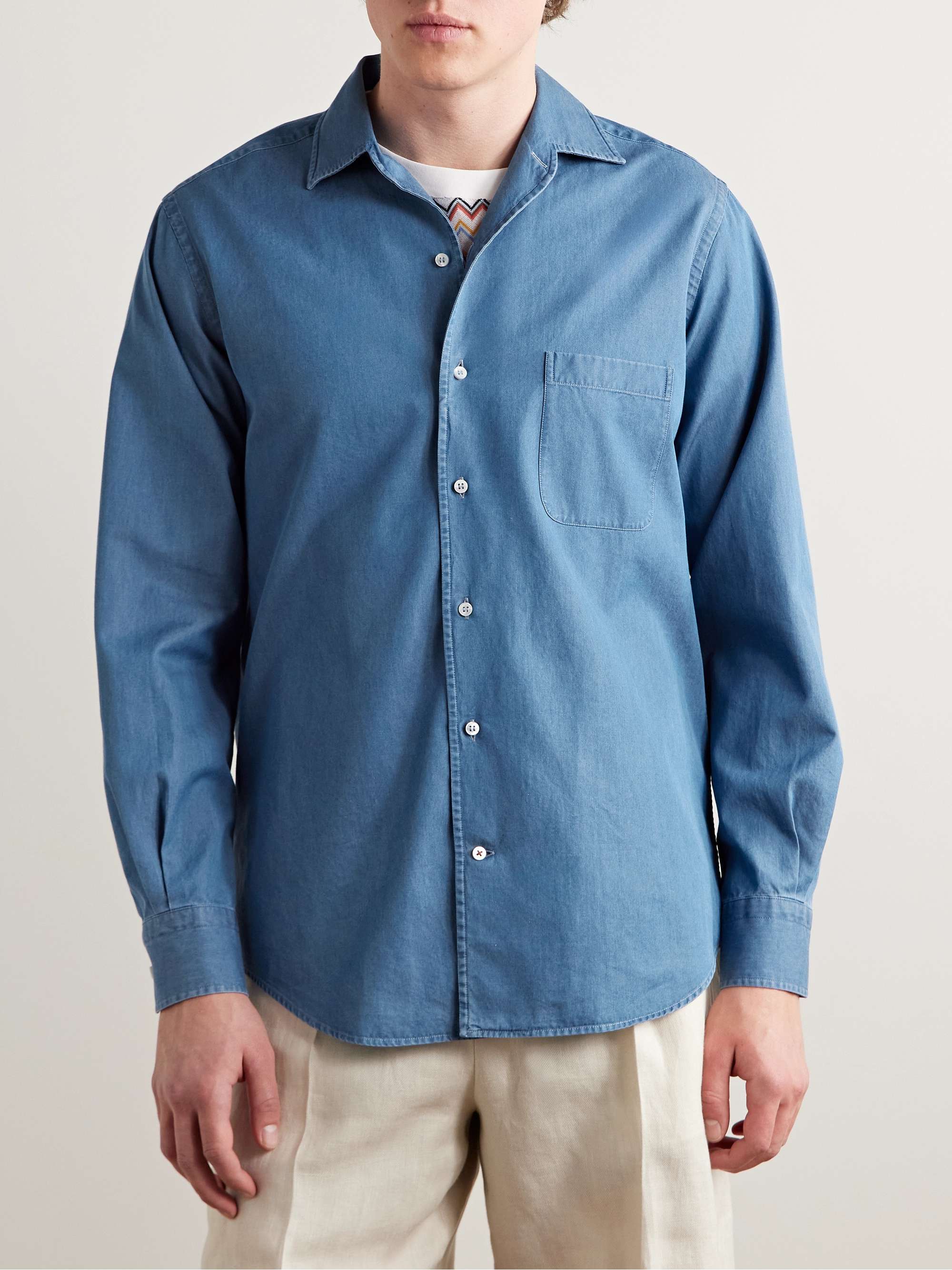LORO PIANA 앙드레 코튼 샴브레이 셔츠