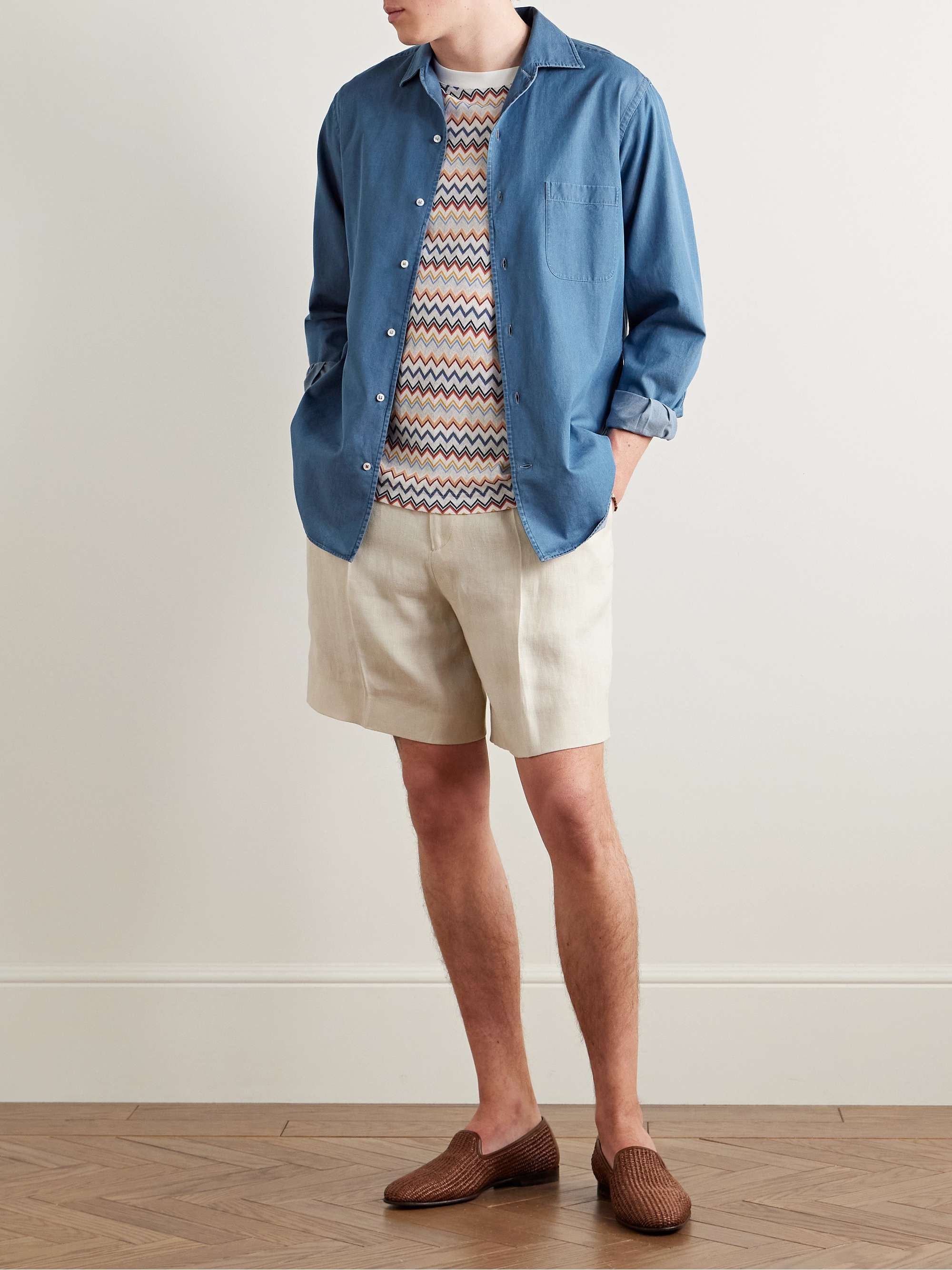 LORO PIANA 앙드레 코튼 샴브레이 셔츠