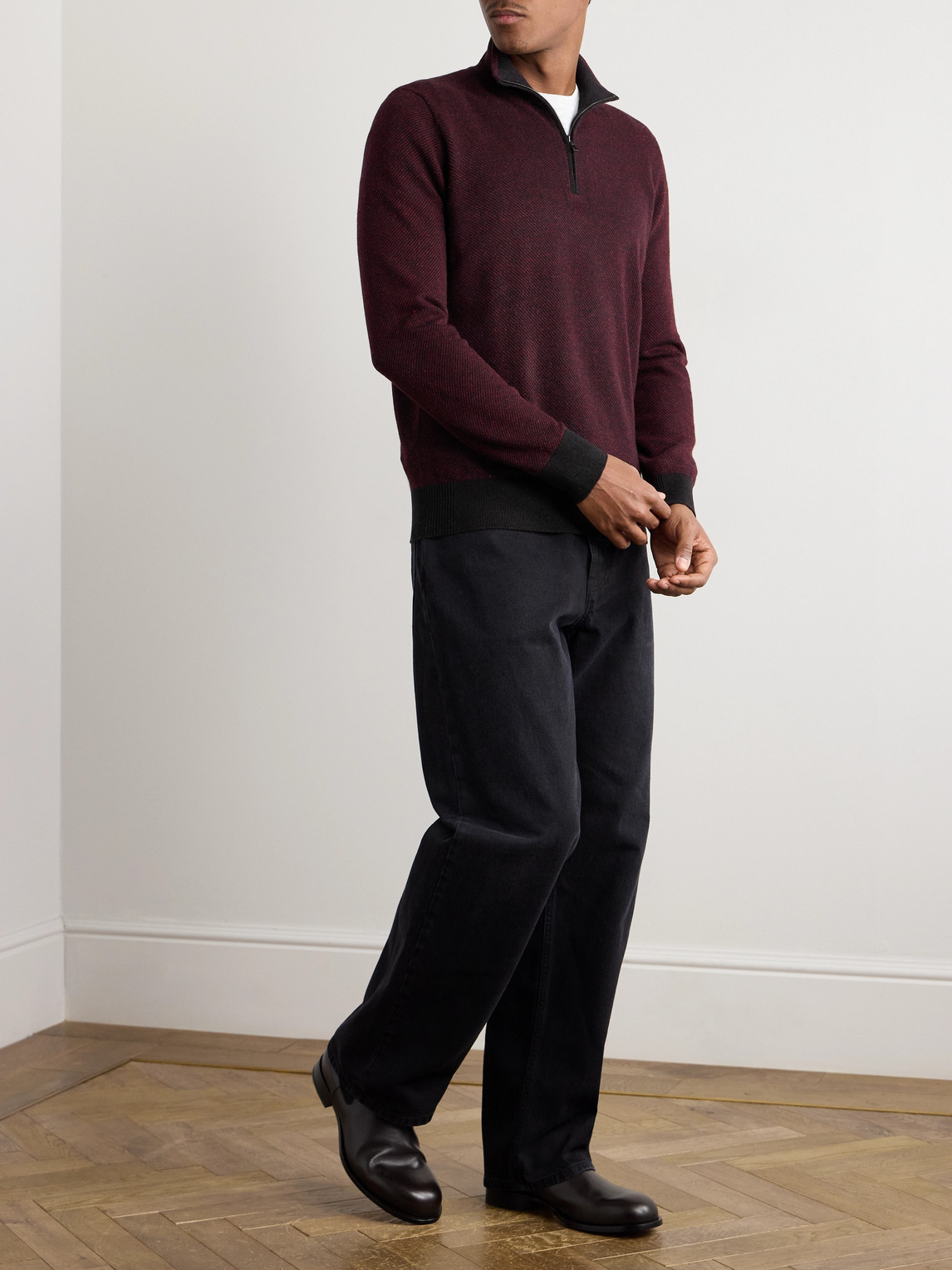 Loro Piana Roadster Cashmere Half-zip Sweater In Brown