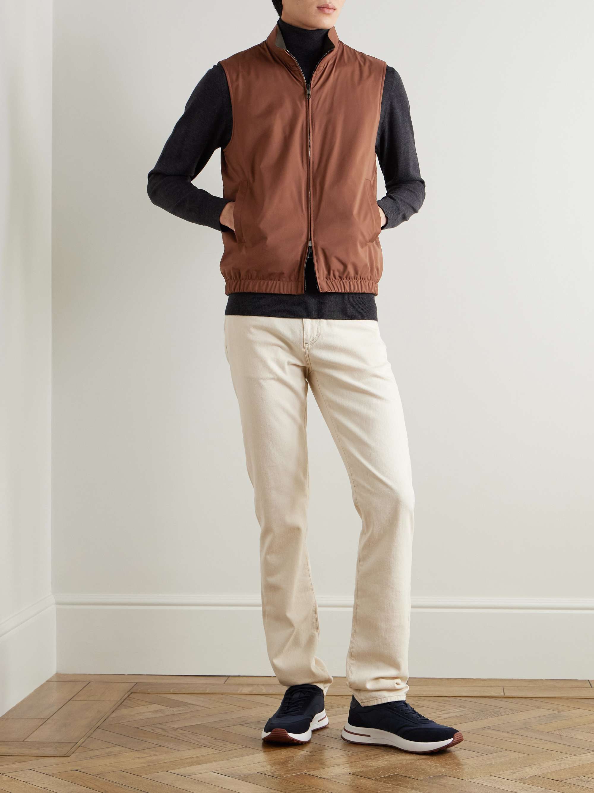 LORO PIANA Reversible Storm System Shell and Super Wish Virgin Wool Gilet