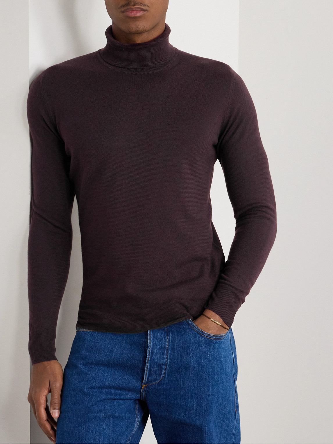 Loro Piana Garment-dyed Baby Cashmere Rollneck Sweater In Brown