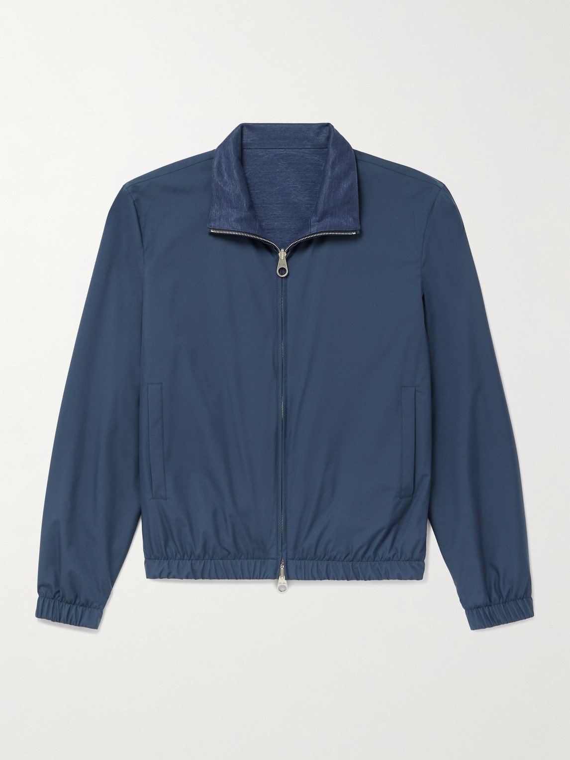 Loro Piana Reversible Storm System® Jersey And Twill Bomber Jacket In Blue